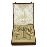 Art Deco Champagne Swizzle Sticks Stand - Silver and gold, rock crystal. 12 bone [...]