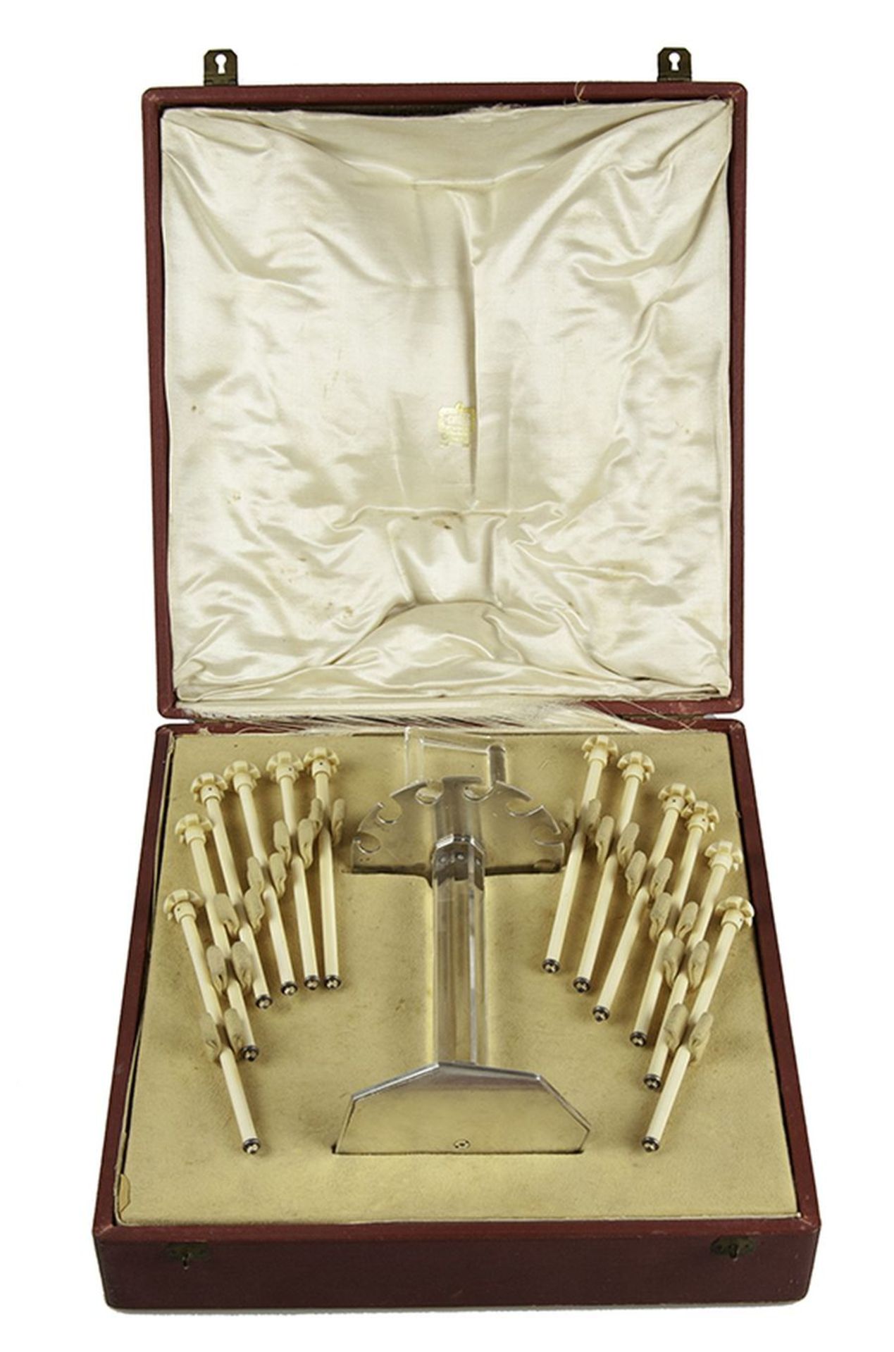 Art Deco Champagne Swizzle Sticks Stand - Silver and gold, rock crystal. 12 bone [...]