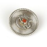 French Red Cross Pin - Signed Van Cleef and Arpels, Stamped déposé Red enamel, [...]