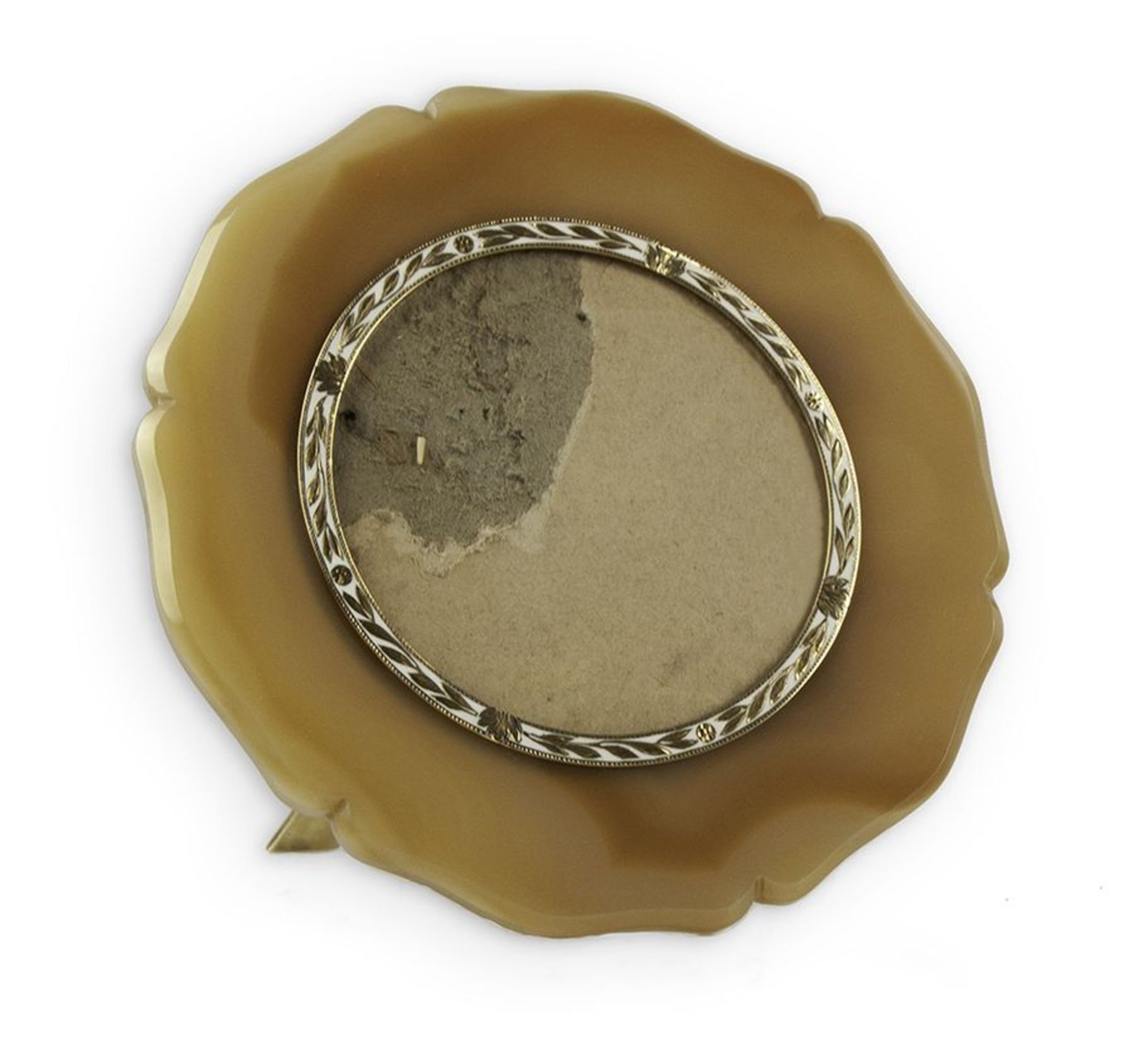 Agate and silver Art Deco frame - Signed Maquet Paris Nice Agate, gold, white [...]