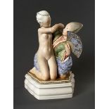 Gerhard HENNING (1880-1967) - Fairytale I, seated nude Overglaze porcelaine figurine [...]