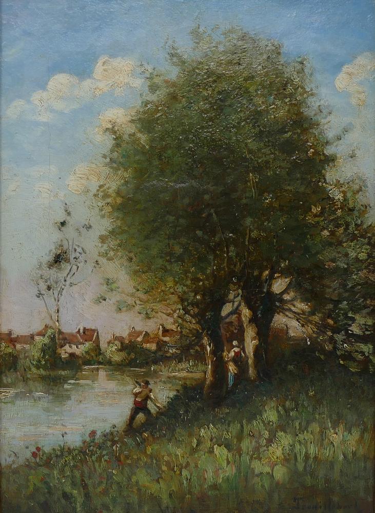 Paul Desire Trouillebert (1829-1900) - Fishermen along the river Signed (lower right) [...] - Image 2 of 3