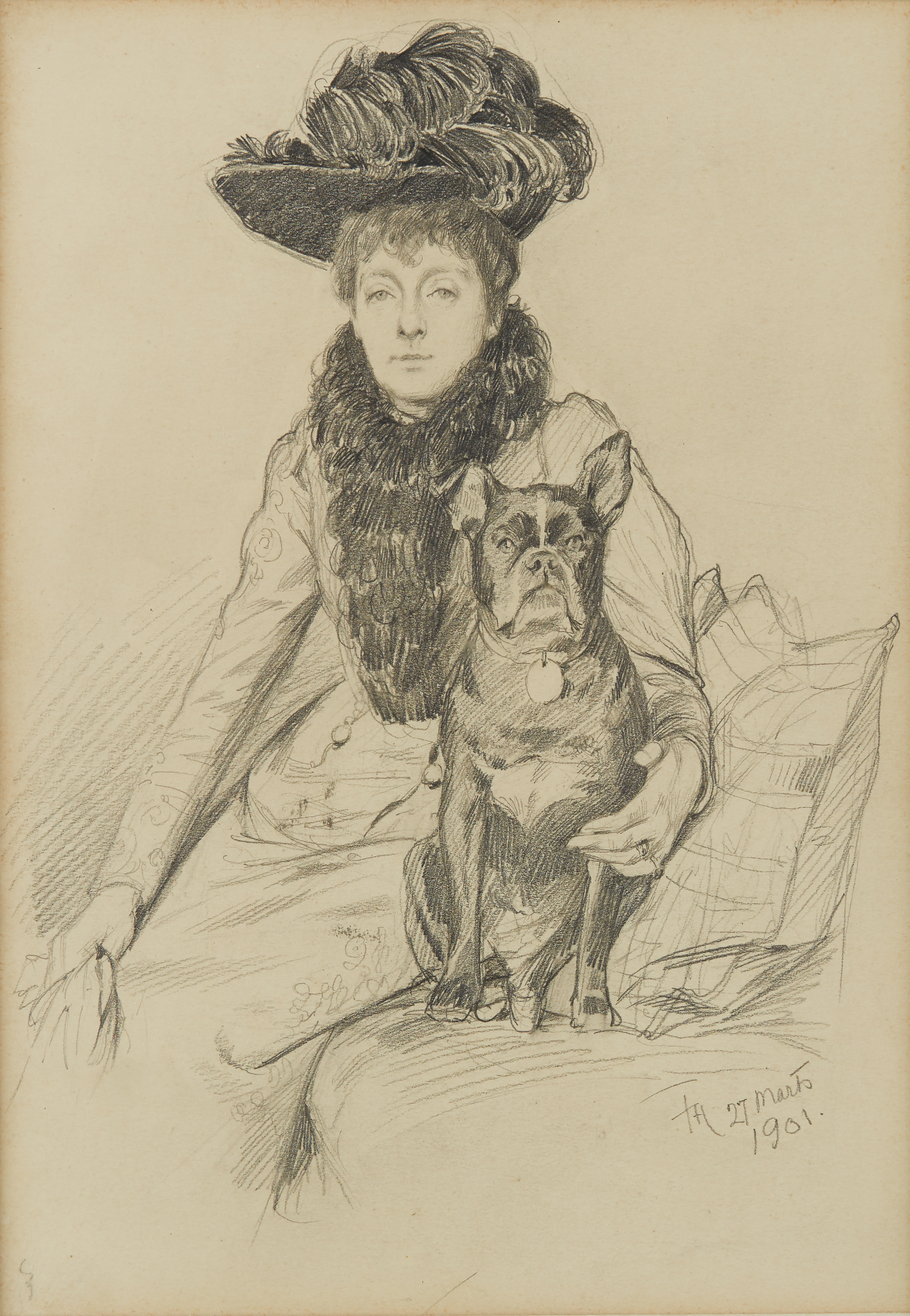 Frants Peter Didrik HENNINGSEN (1850-1908) Lady with a dog, 1901 Signed and dated [...]