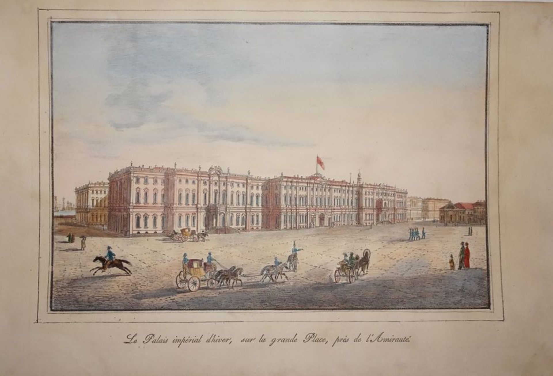 Unknown artist - The Winter Palace from Palace Square Lithograph and watercolour on [...]