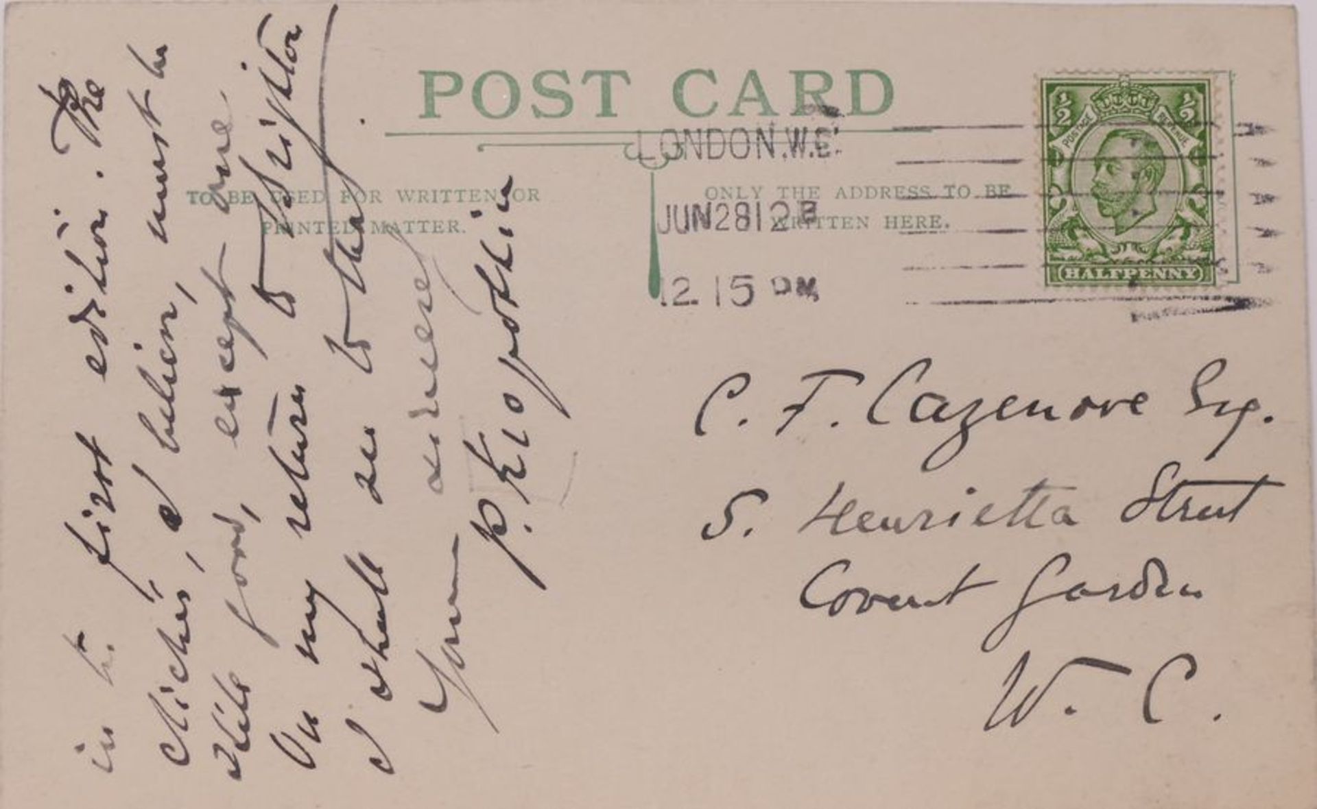 KROPOTKIN Petr Alekseevich (1842-1921) - A handwritten letter on a postcard addressed [...]