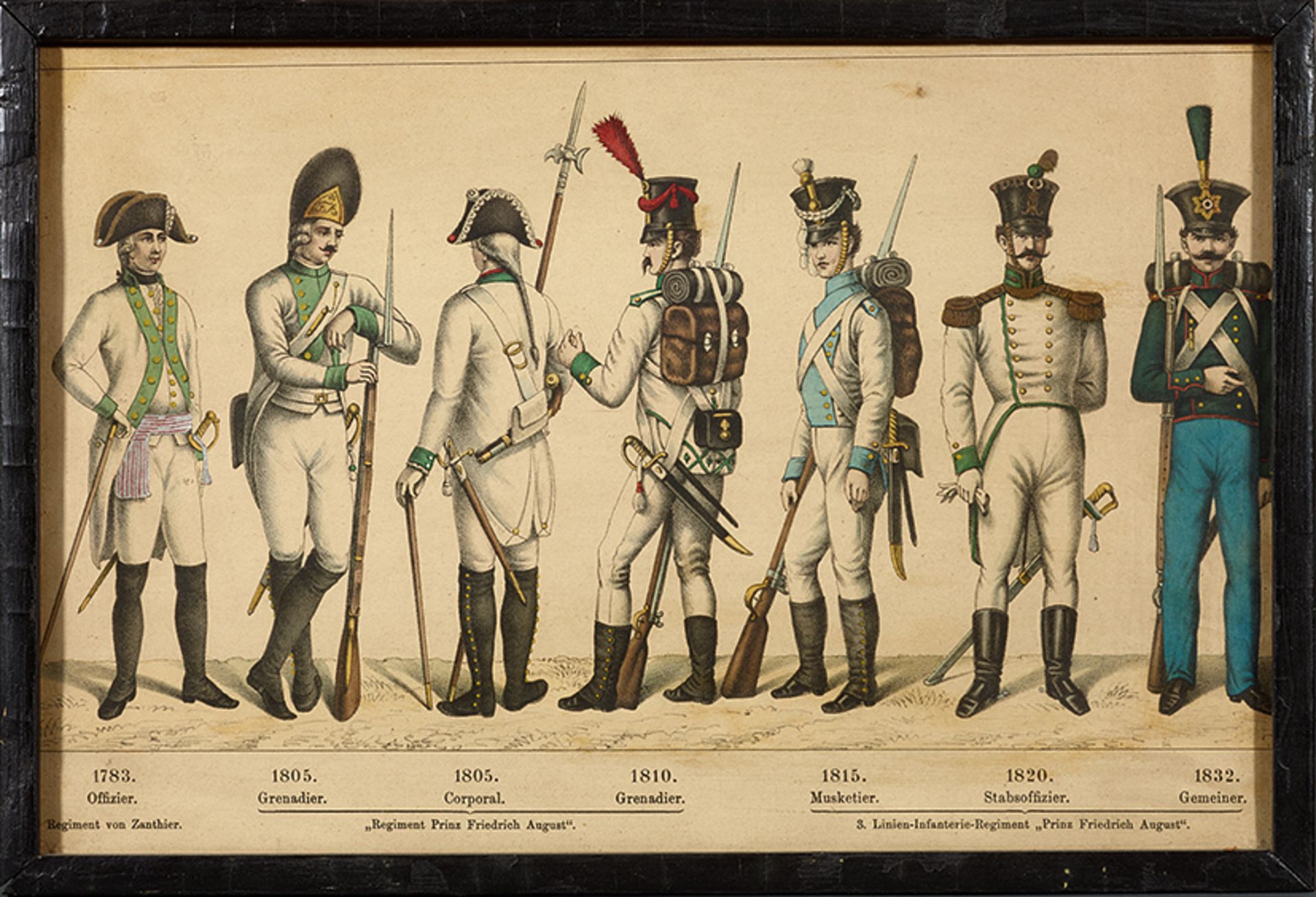 Unknown Artist - A set of two lithographs. Saxon soldiers, XVIII-XIX. Second half of [...]
