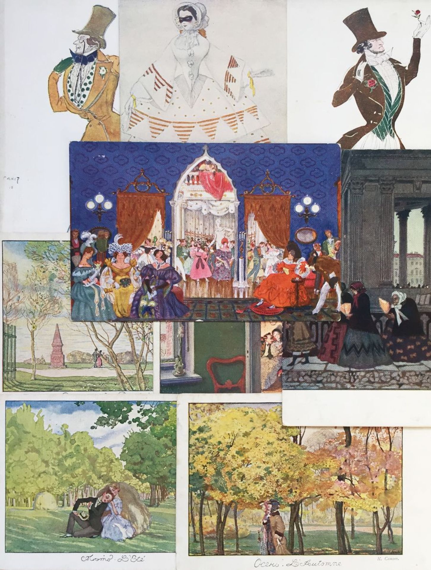 A set of postcards with projects of costumes and scenes L. Bakst, K. Somov, M. [...]