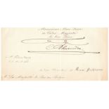 ALEXANDER II. 1818-1881. Emperor of Russia. - Autographed note (to Katia Dolgorouki). [...]