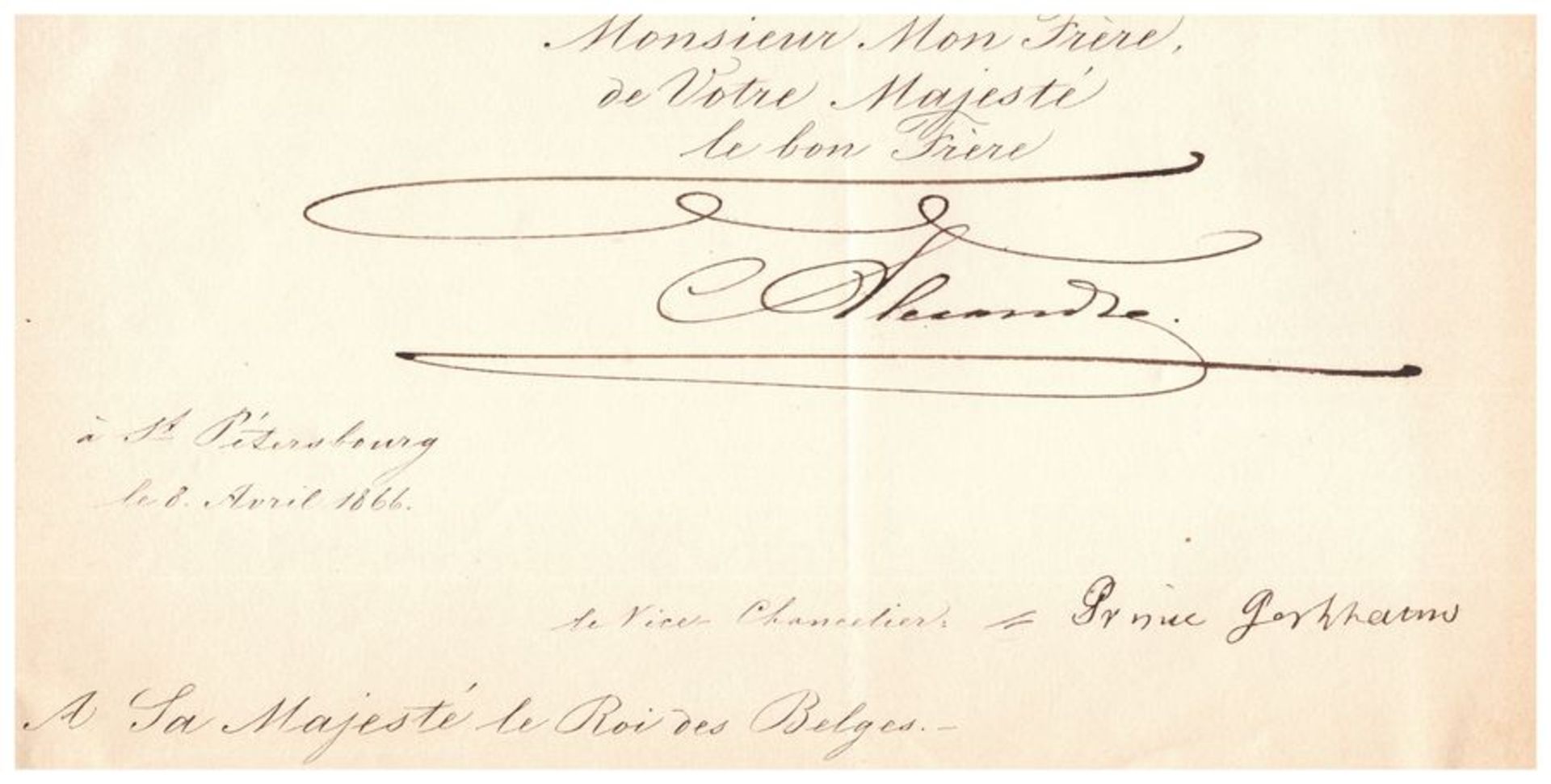 ALEXANDER II. 1818-1881. Emperor of Russia. - Autographed note (to Katia Dolgorouki). [...]