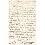 Charles BAUDELAIRE. 1821-1867. Writer and poet. - Letter from Baudelaire on the [...]