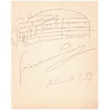 Giacomo PUCCINI. 1858-1924. Italian composer - Autographed and signed shipment. [...]