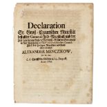 Declaration Sr. Groß-Czaarischen Majestät Bestallter General-Feld-Marschall Und [...]