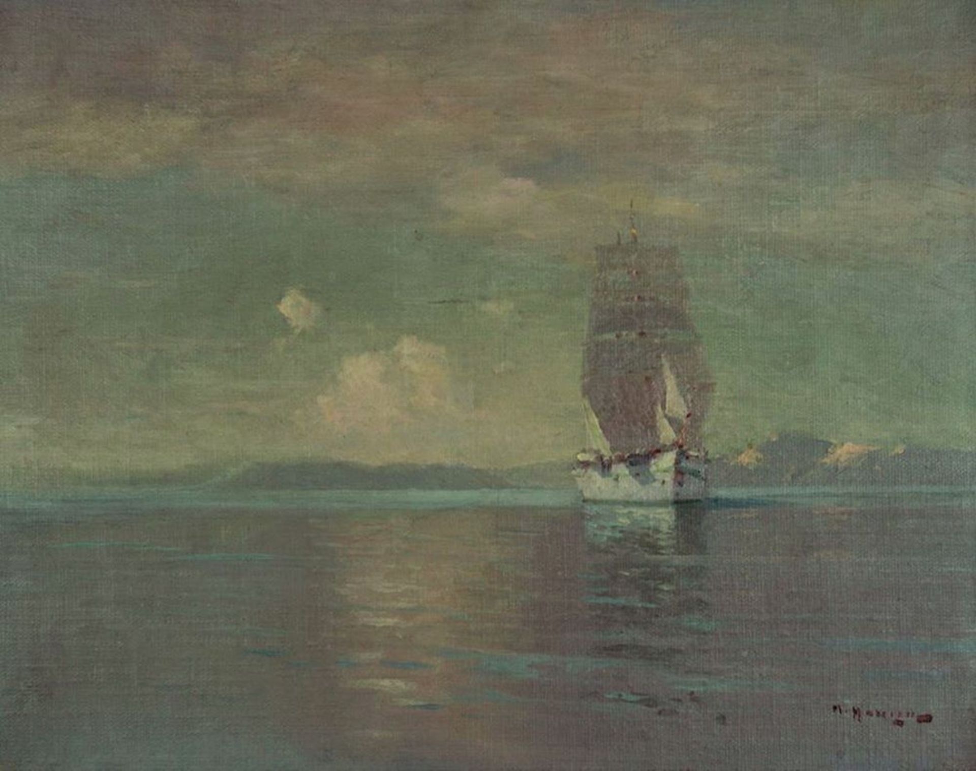 Alexey HANZEN (1876 - 1937) - Sailing ship, circa 1910-1920 signed (lower right) Oil [...]