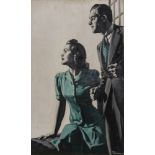 William ReussWig (1902-1978) - Couple looking apprehensively towards left, 1930 Oil [...]