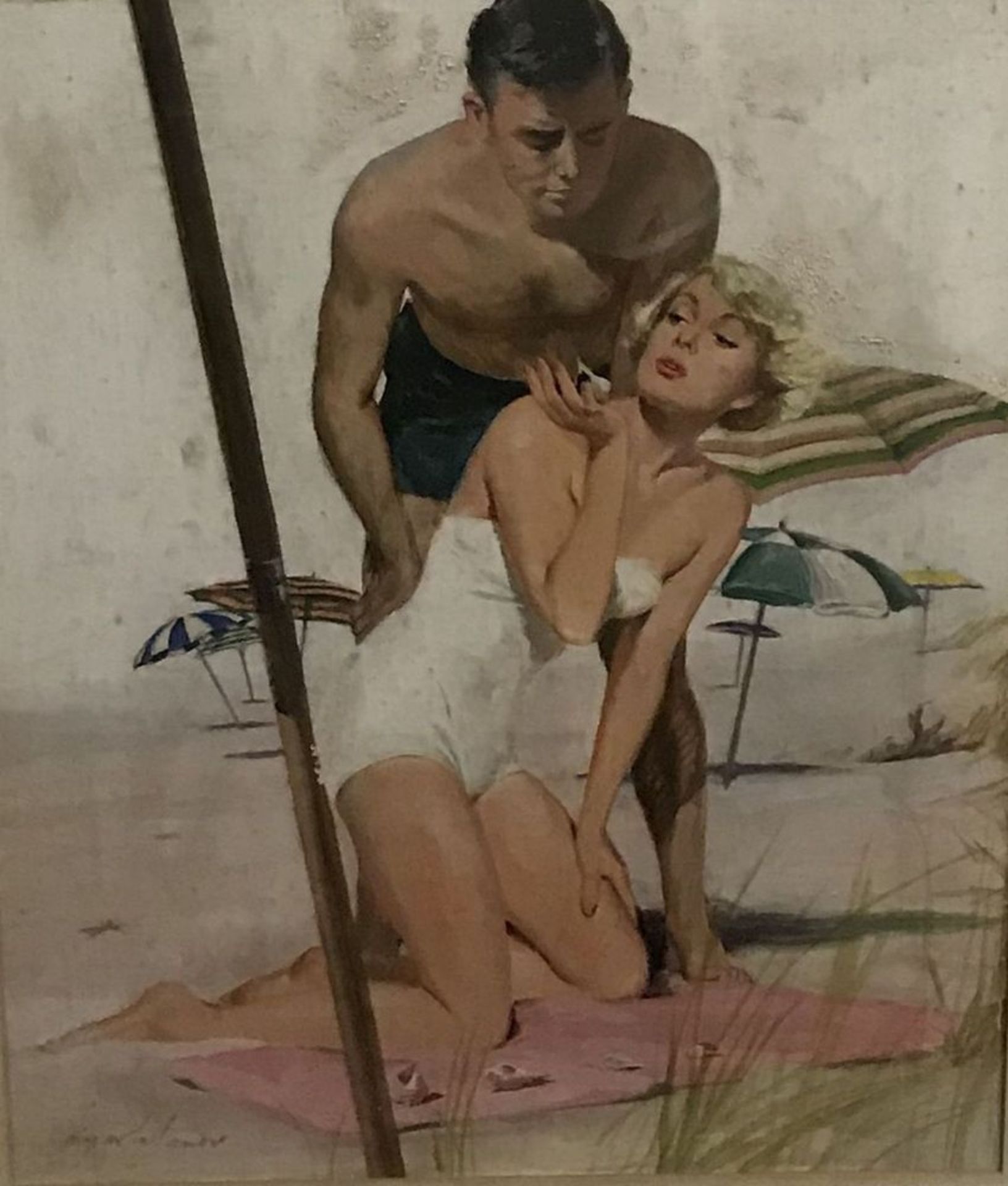 Coby Whitmore (1913-1988) - Couple on the beach, circa 1950s Oil on canvasboard 39,4 [...]