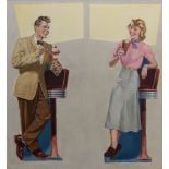 Albert HAMPSON (1911-1990) - Couple Enjoying Ice Creams, circa 1950s Oil on canvas [...]