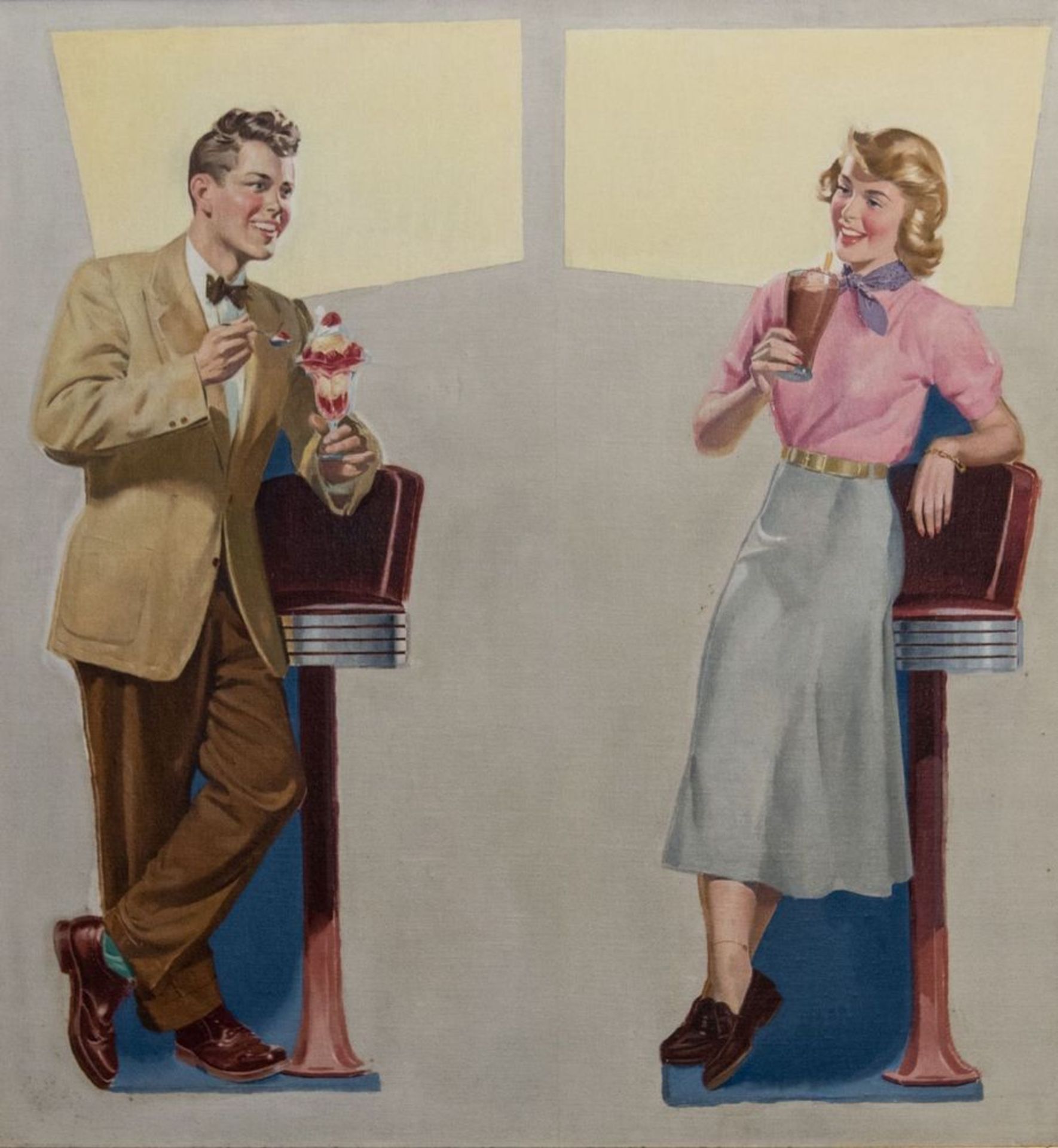 Albert HAMPSON (1911-1990) - Couple Enjoying Ice Creams, circa 1950s Oil on canvas [...]