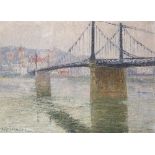 Gustave LOISEAU (1865-1935) - Le Pont suspendu de Triel sur Seine Signed [...]