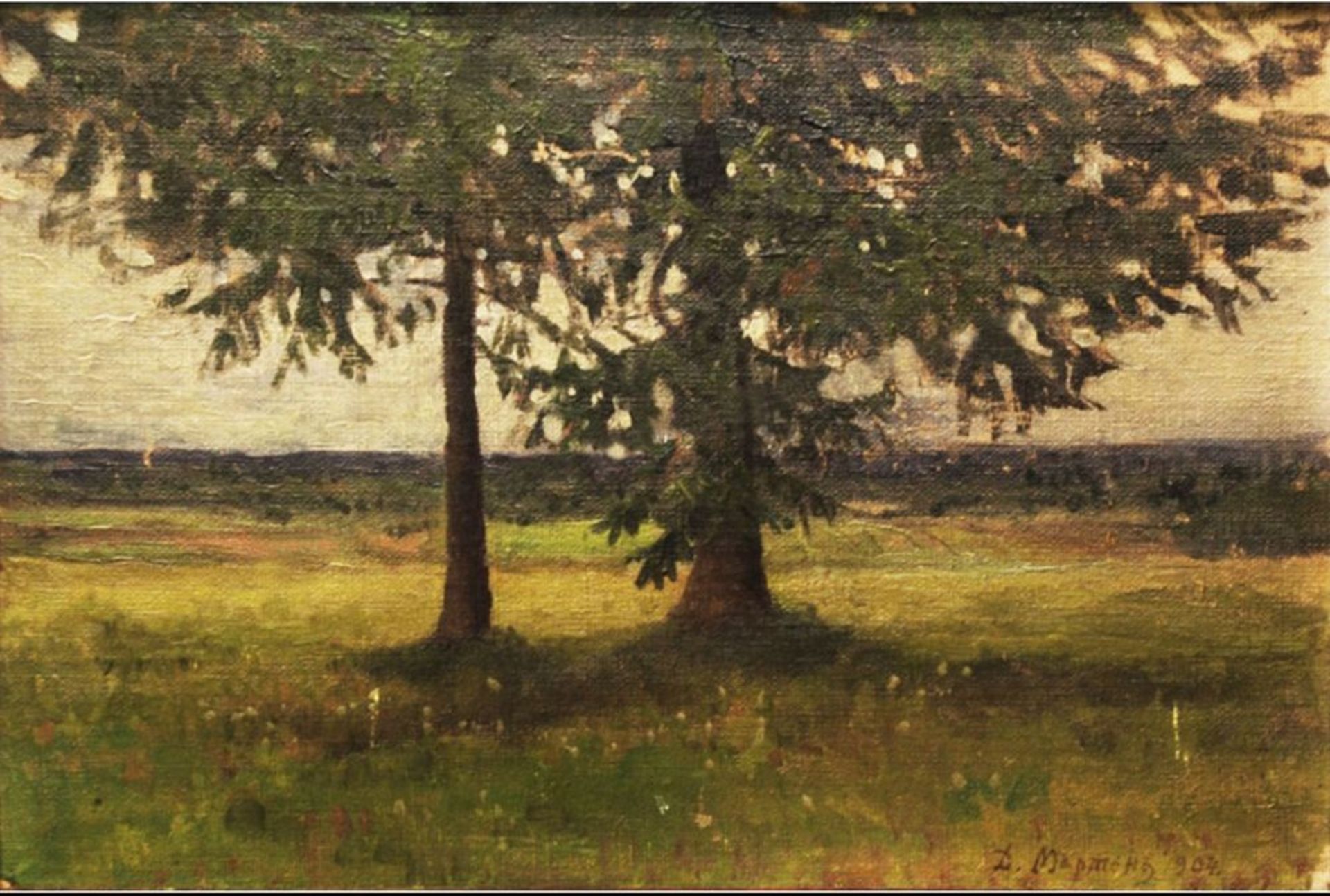 Dmitri MARTEN (1860 - 1918 - Fir trees, 1904 Ели, 1904 signed in Cyrillic and [...]