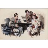 JOHN GANNAM (1907-1965) - Talking to private detective, circa 1950s Gouache on board [...]