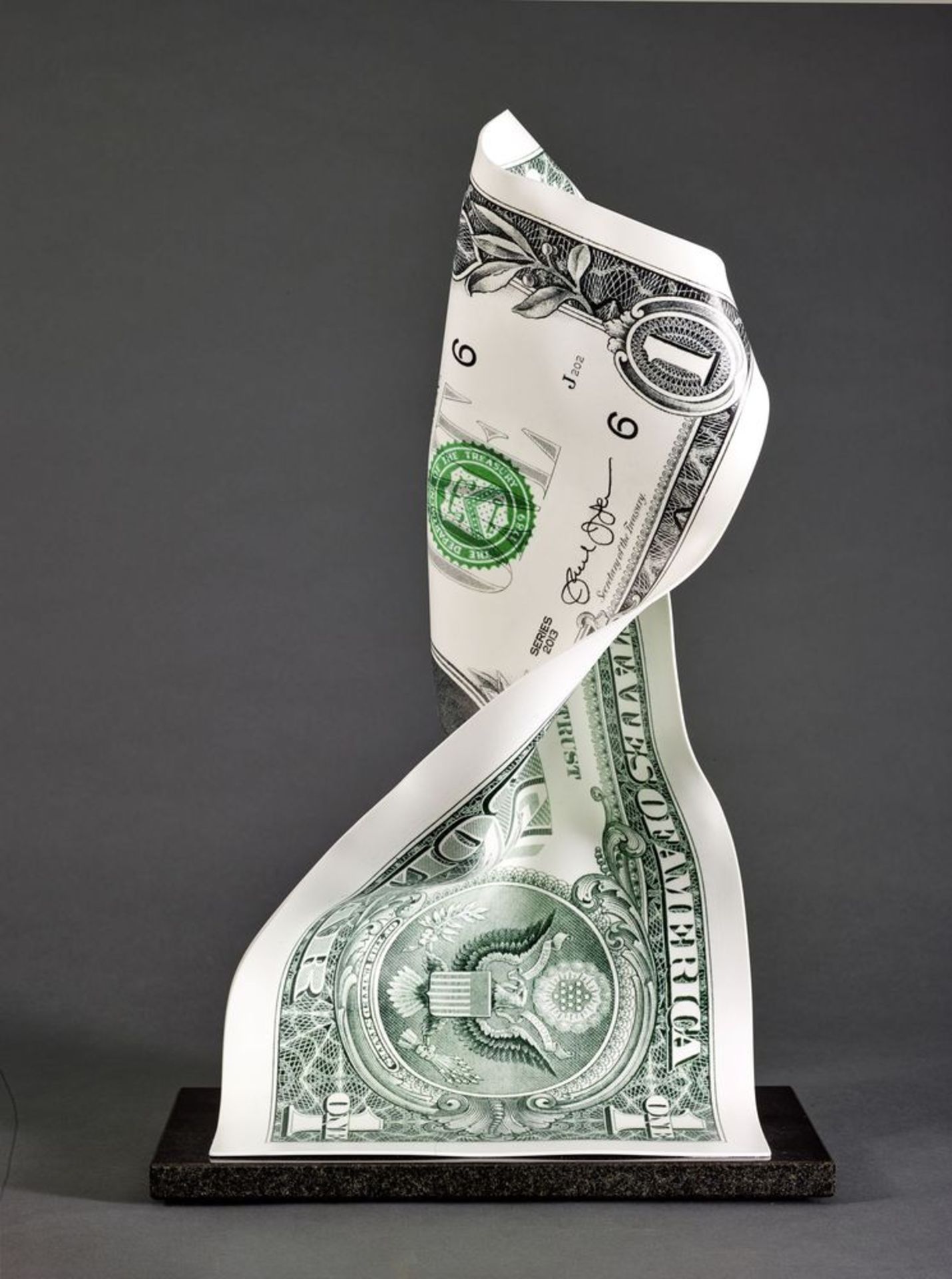 Cedric Gigon - Untitled (1 Dollar) styrene, marble base 36 x 18 x 57 cm - « Money is [...]