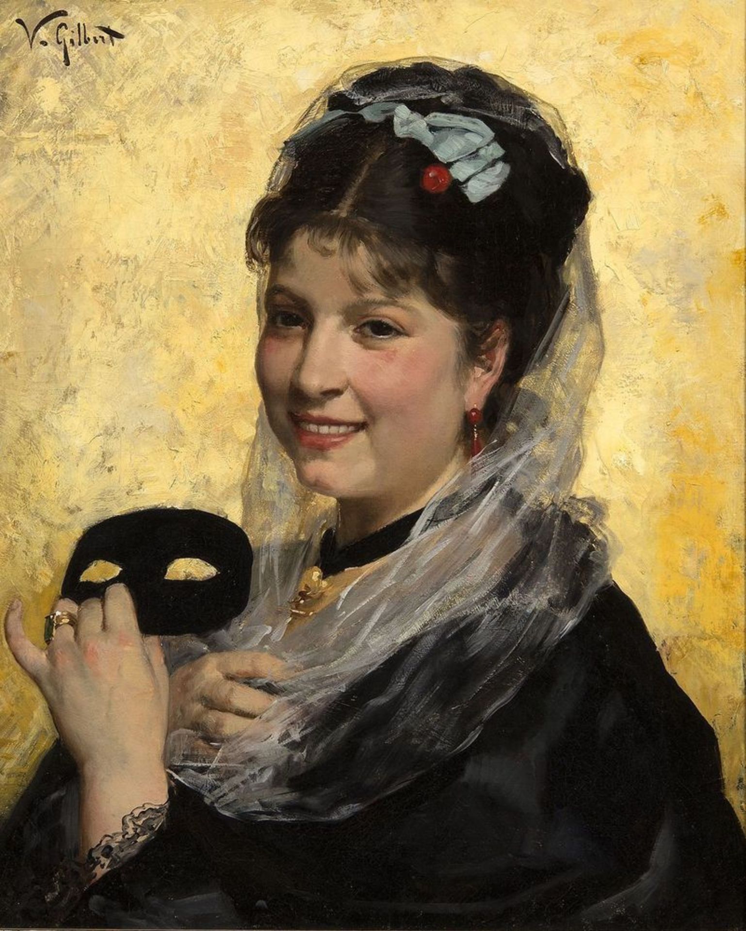 VICTOR GABRIEL GILBERT (1847–1933) - Masceraide Noire Oil on canvas Signed ‘V. [...]