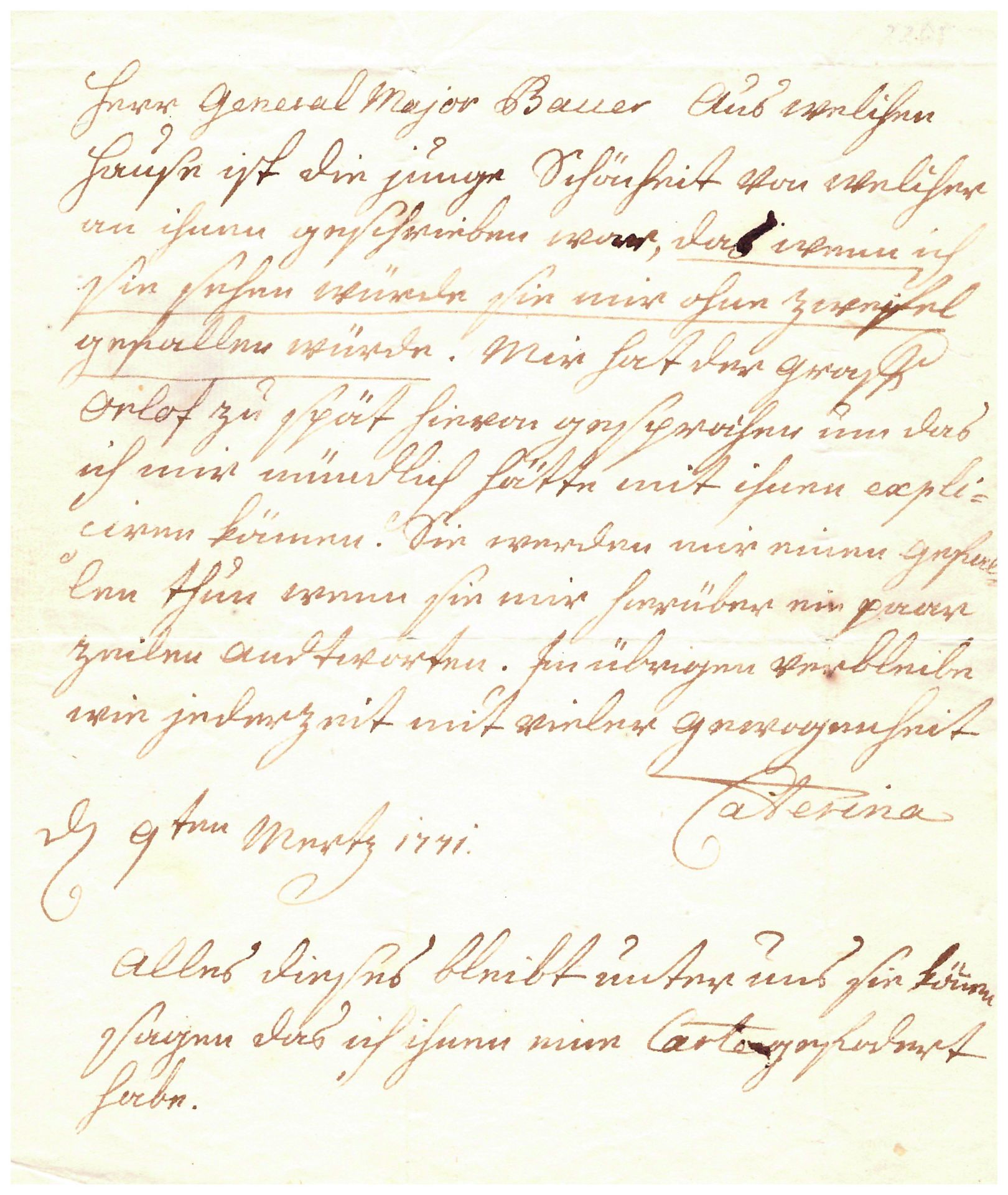 CATHERINE II The Great 1729-1796. Aut. Letter. Signed to General Friedrich-Wilhelm [...] - Bild 2 aus 2