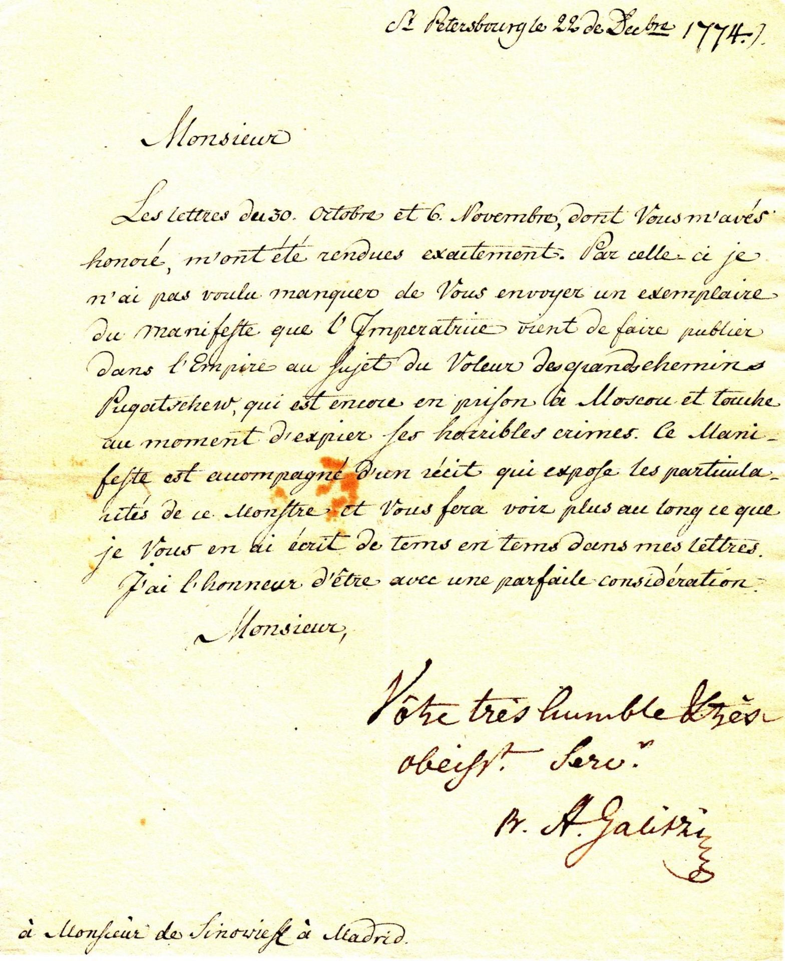 Stepan Stepanovich Zinovyev (1740-1794) Archive Correspondence letters (61) with [...] - Bild 54 aus 136