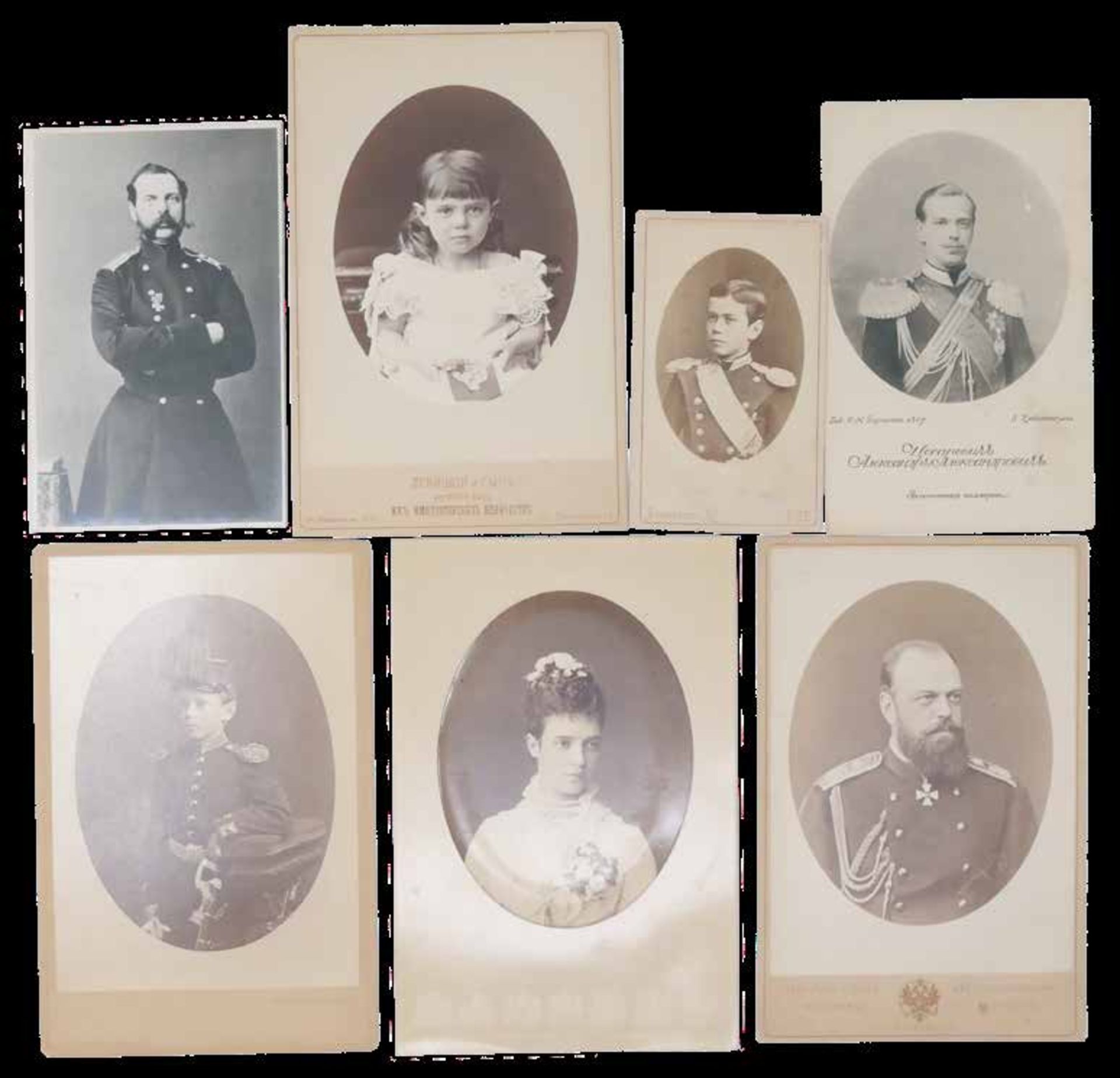 A selection of six photographs and a postcard with portraits of members of the [...]