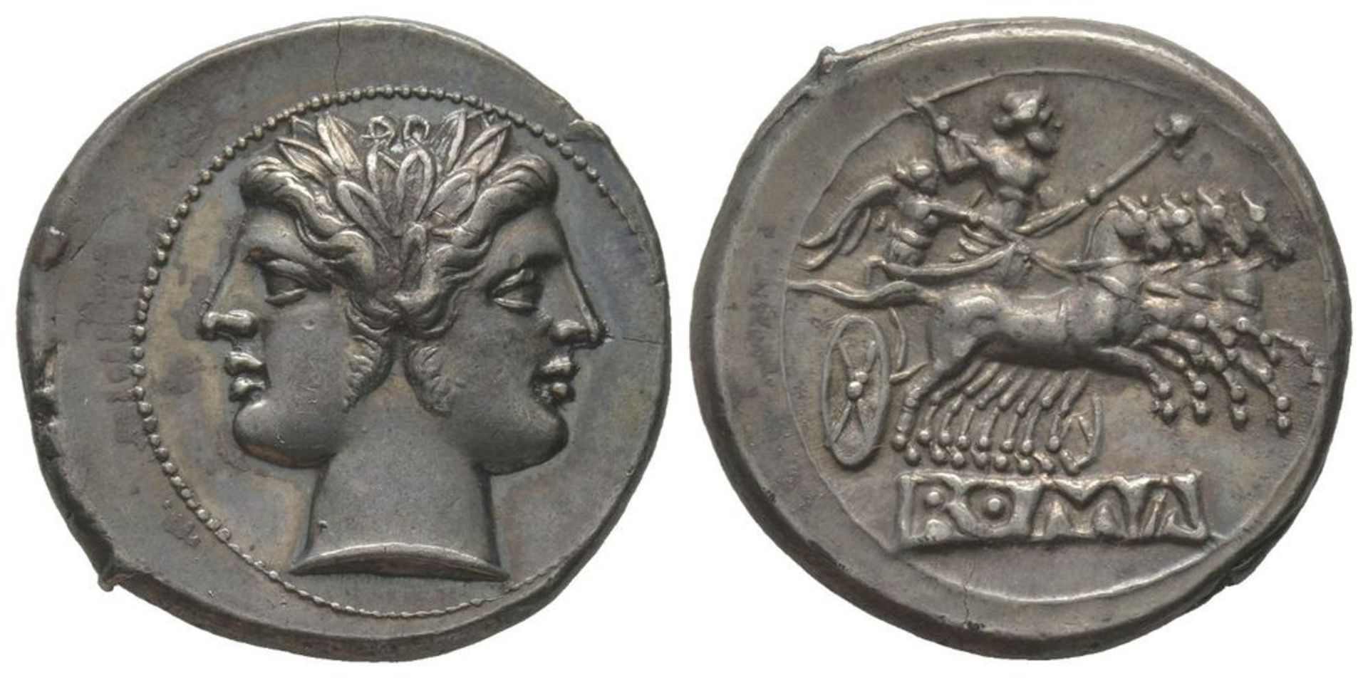 ROMAN COINS - Anonymous, Didrachm or Quadrigatus, Rome, 225-212 BC, AG 6,78 g. Ref : [...]