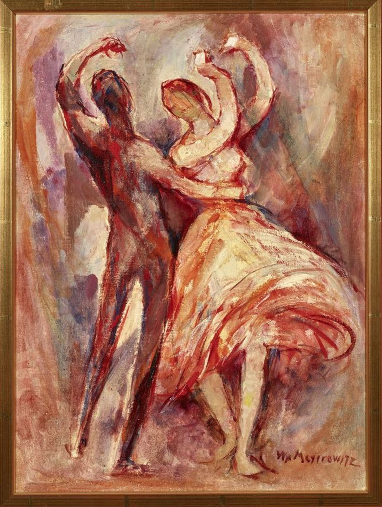 WILLIAM MEYEROWITZ (1887 – 1981) - Dancers Oil on canvas Signed ‘W Meyerowitz’ [...] - Bild 2 aus 2