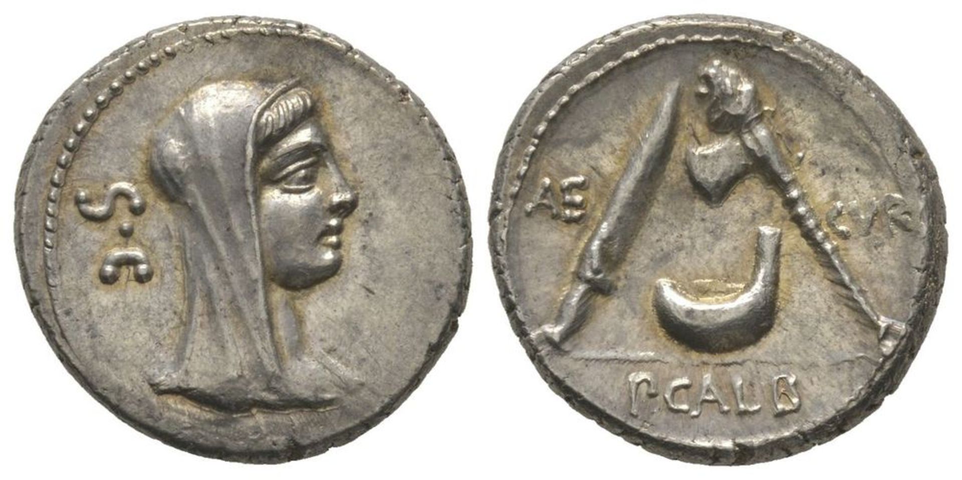 ROMAN COINS - P. Sulpicius Galba, Denarius, Rome, 69 BC, AG 3,90g. Ref : Cr. 406/1, [...]