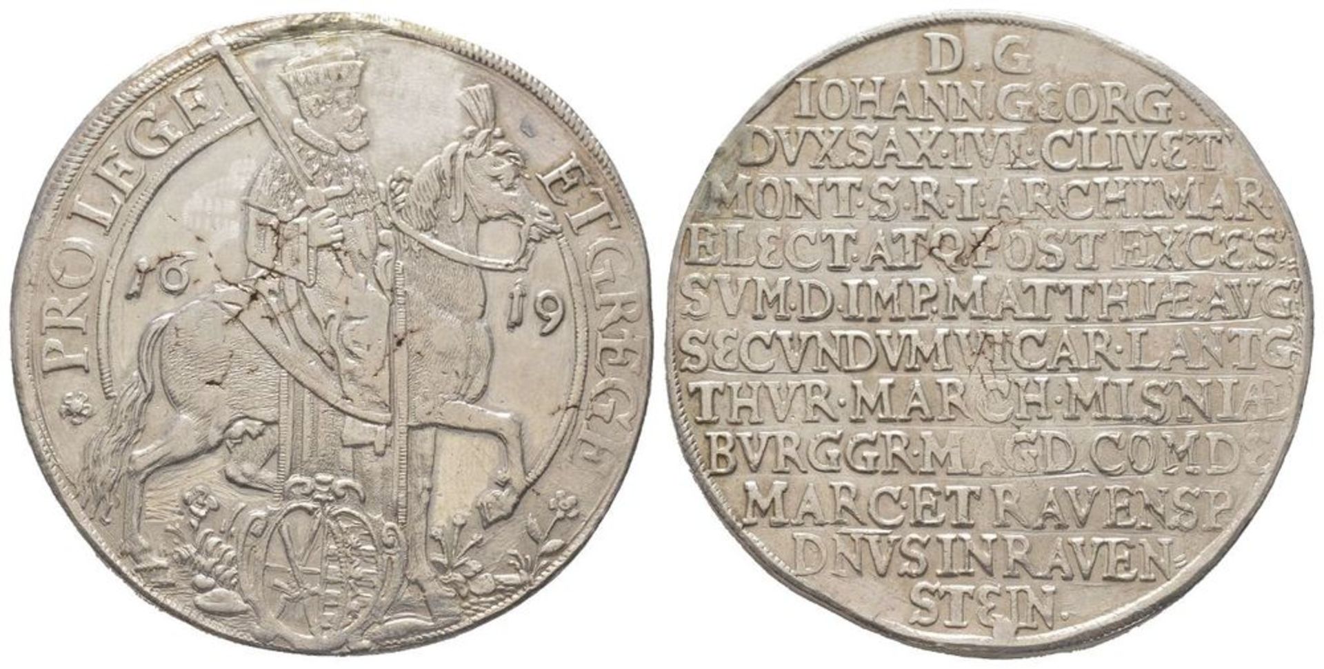 WORLD COINS - Johann Georg I, 1615-1656. Taler, 1619, AG 29 g. 44 mm Ref : Dav. [...]