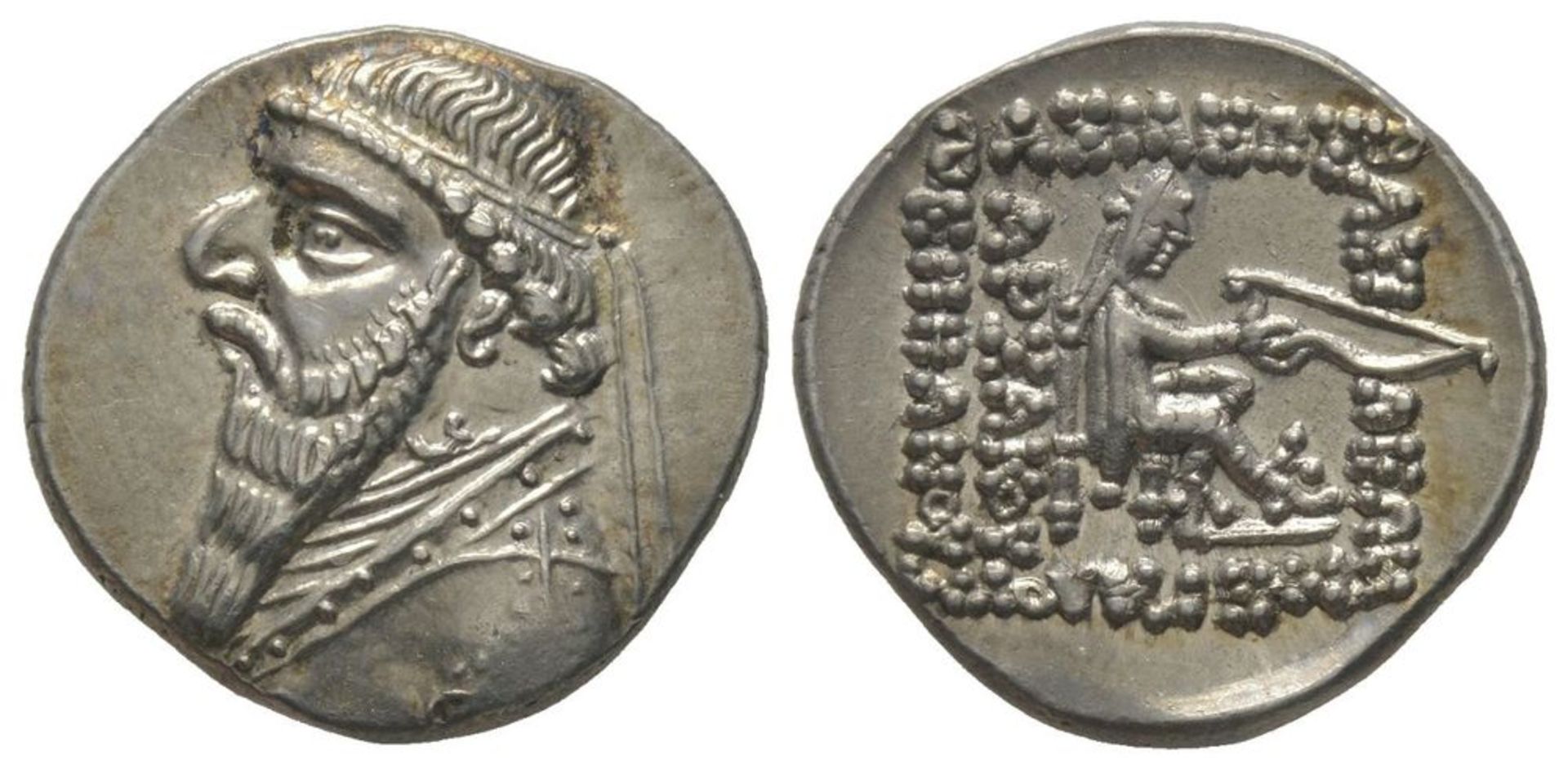 GREEK COINS - Parthian Kings Mithradates II (123-88) Drachm, Rhagae, AG 4.1g. Ref : [...]