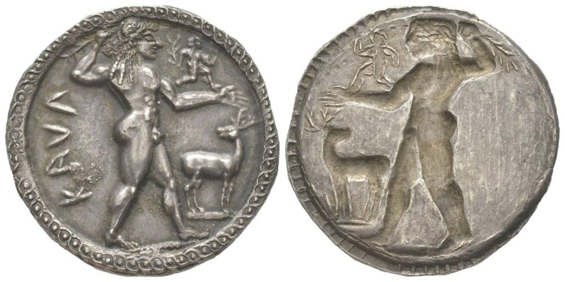 GREEK COINS - Magna Graecia Stater, Kaulonia, circa 520 BC, AG 8.30g Ref : [...]