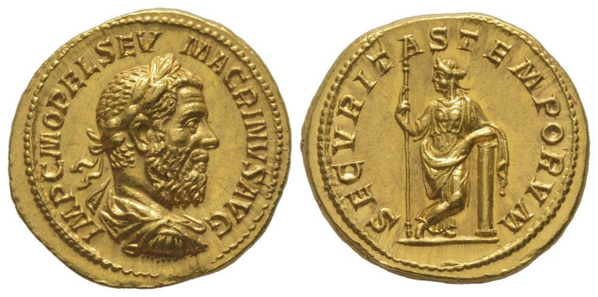 ROMAN COINS - Macrinus (217-218) Aureus, Rome, 218, AU 7.23 g, Obverse : IMP C M [...]