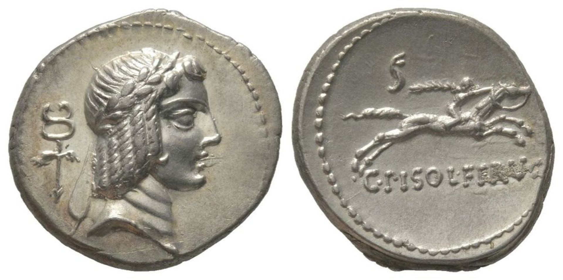 ROMAN COINS - C. Calpurnius L. f. Frugi, Denarius, Rome, 67 BC, AG 3,61 g. Ref : Cr. [...]