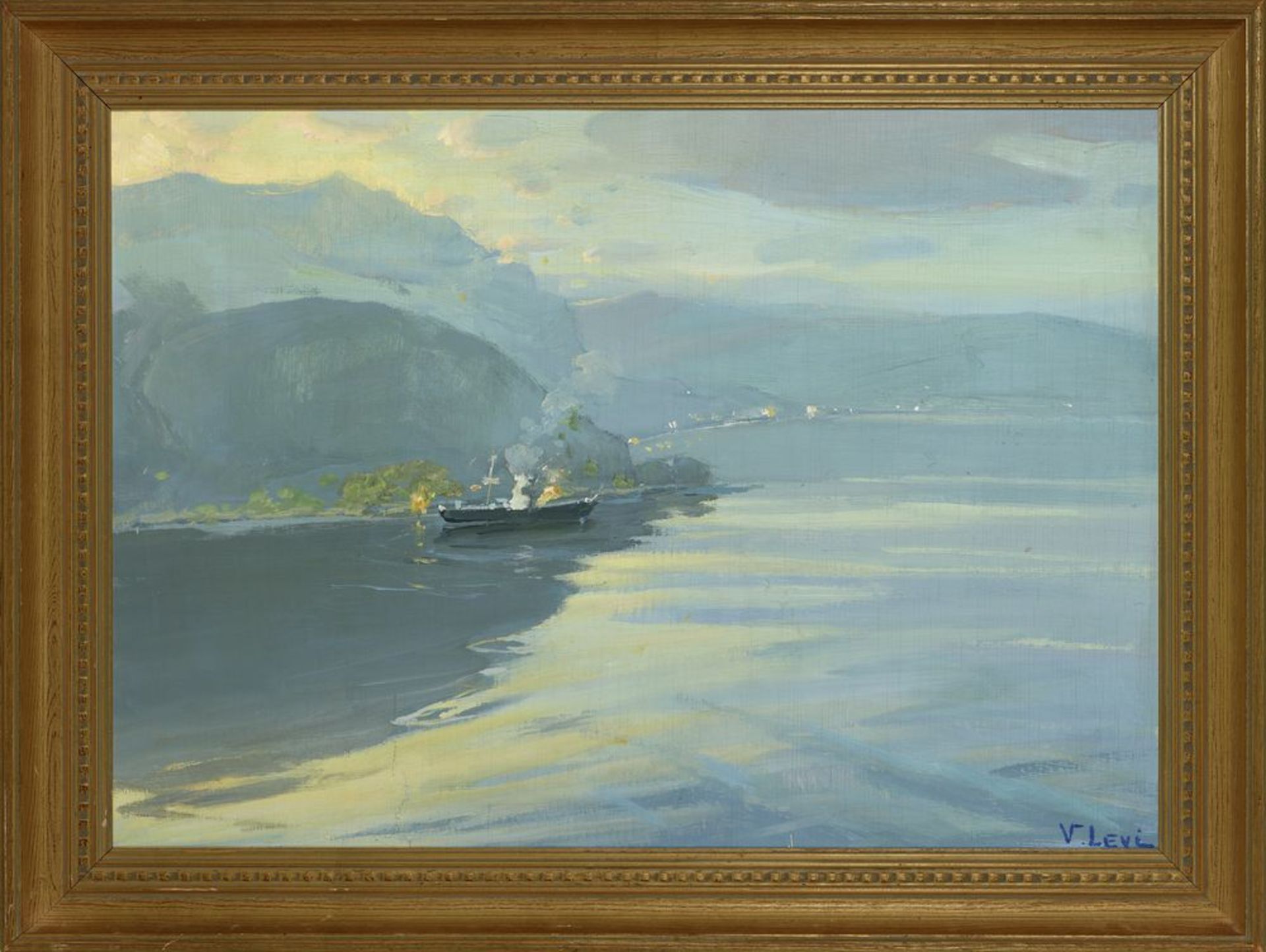 VASILI LEVI (1878-1954) - Lago di Como. approx. 1930, Signed (lower right), Oil on [...] - Bild 3 aus 4