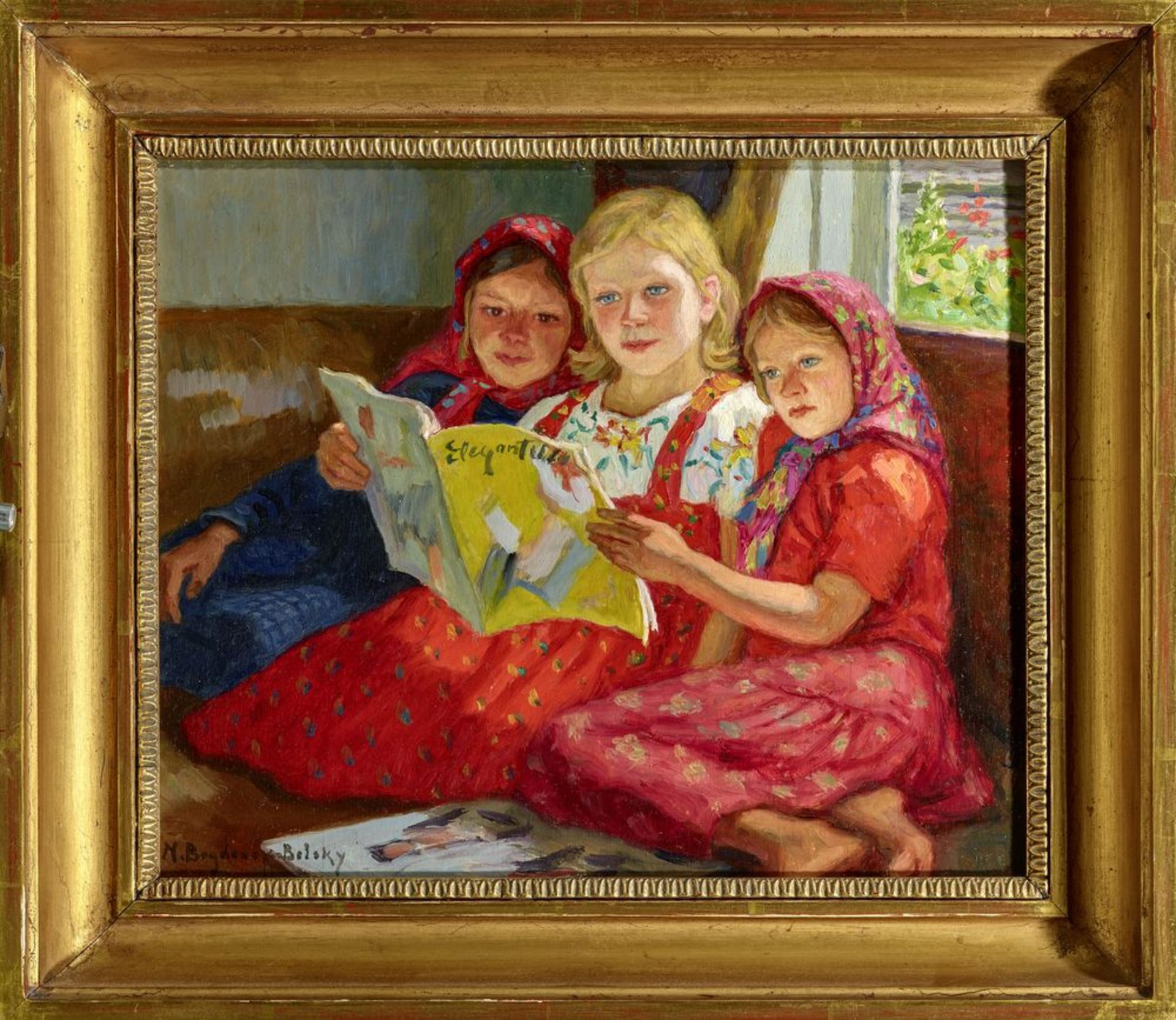 NIKOLAI PETROVICH BOGDANOV-BELSKY (1868–1945) - Reading Girls Signed ‘N. [...] - Bild 4 aus 4