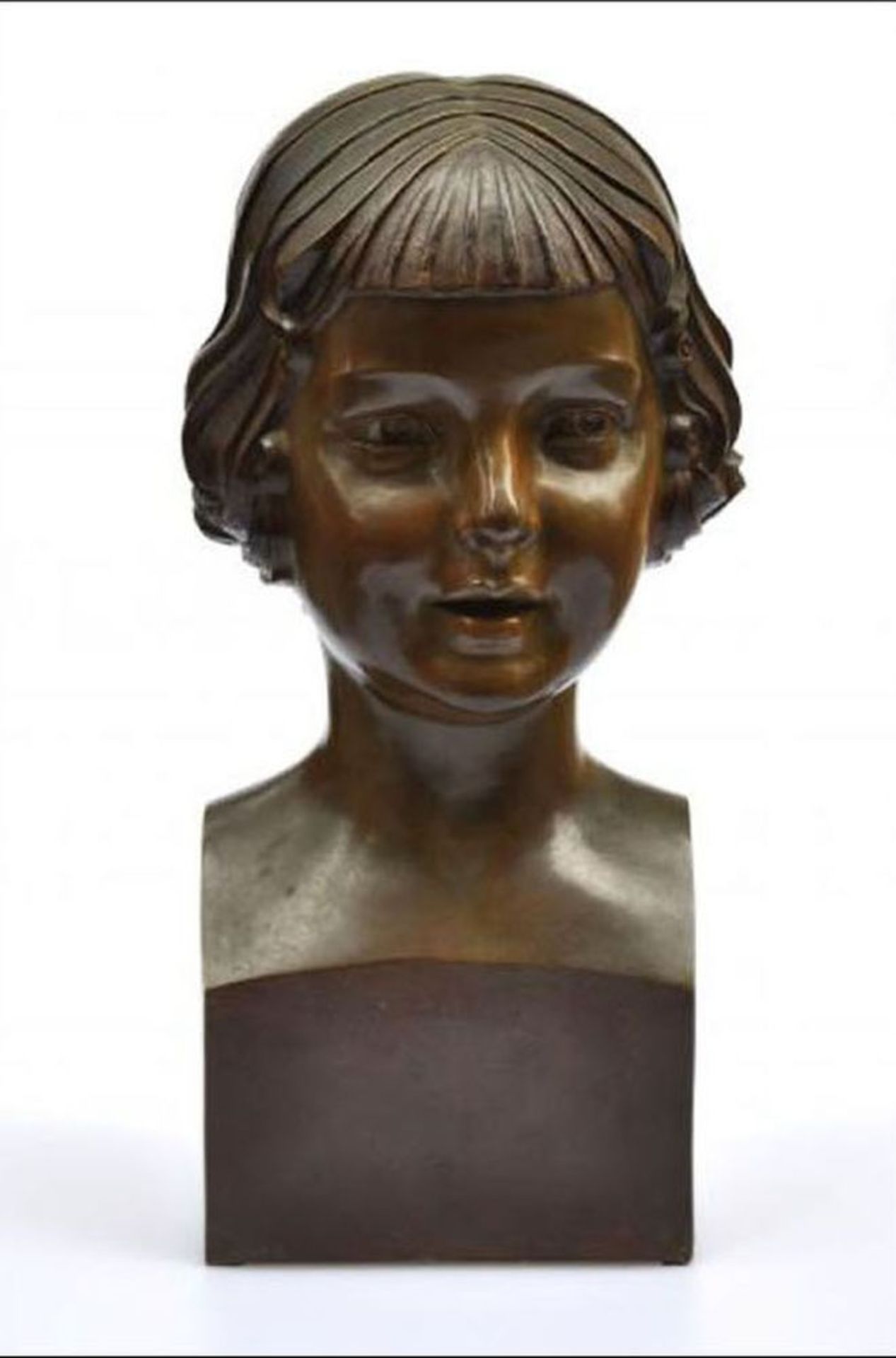 DEMETRE HARALAMB CHIPARUS (1886 - 1947) - Portrait of a young girl Bronze 36 x 15 x [...]