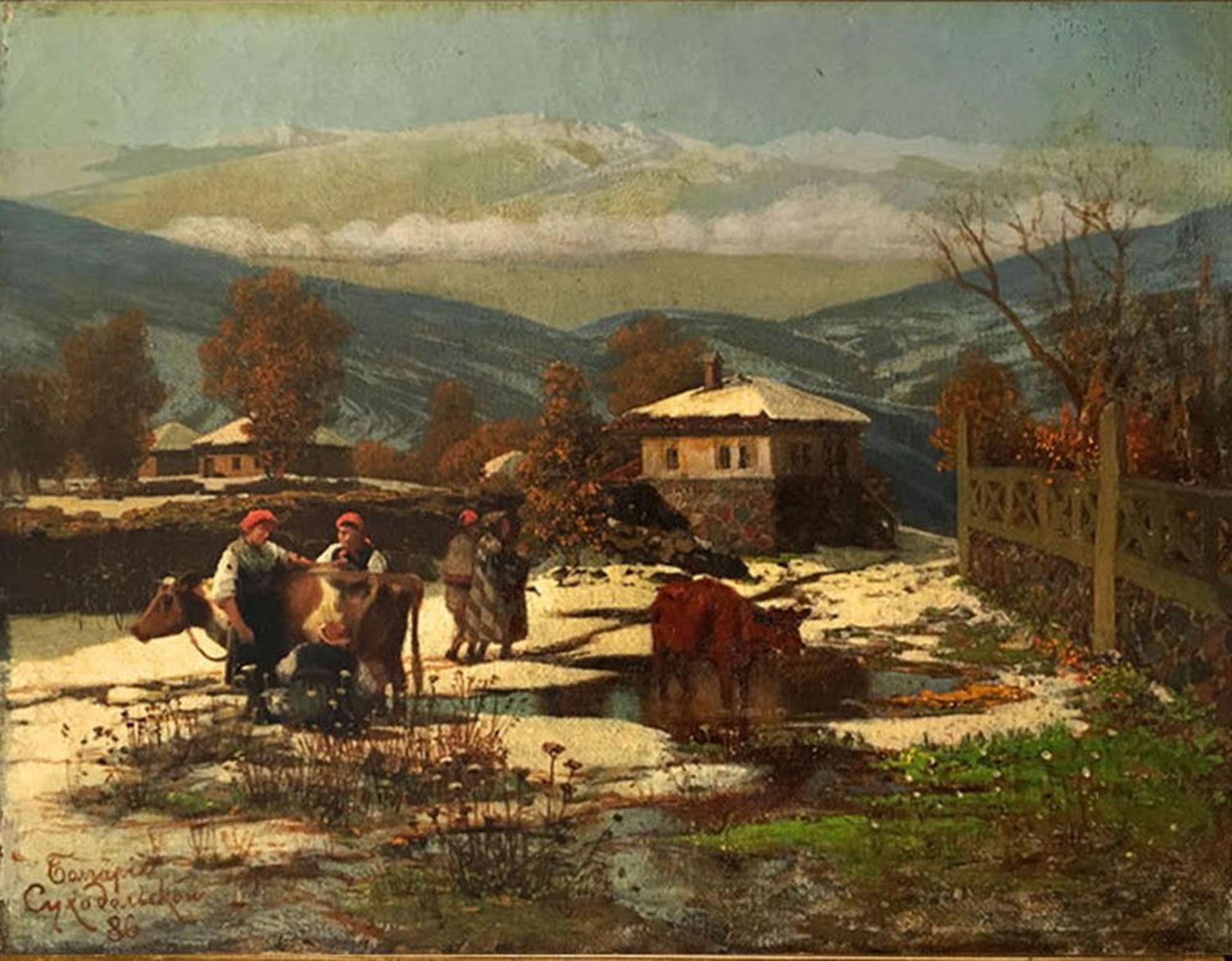 PETR ALEKSANDROVICH SUKHODOLSKY (1835-1903) - Mountain village, Bulgaria, 1886 Signed [...] - Bild 2 aus 10