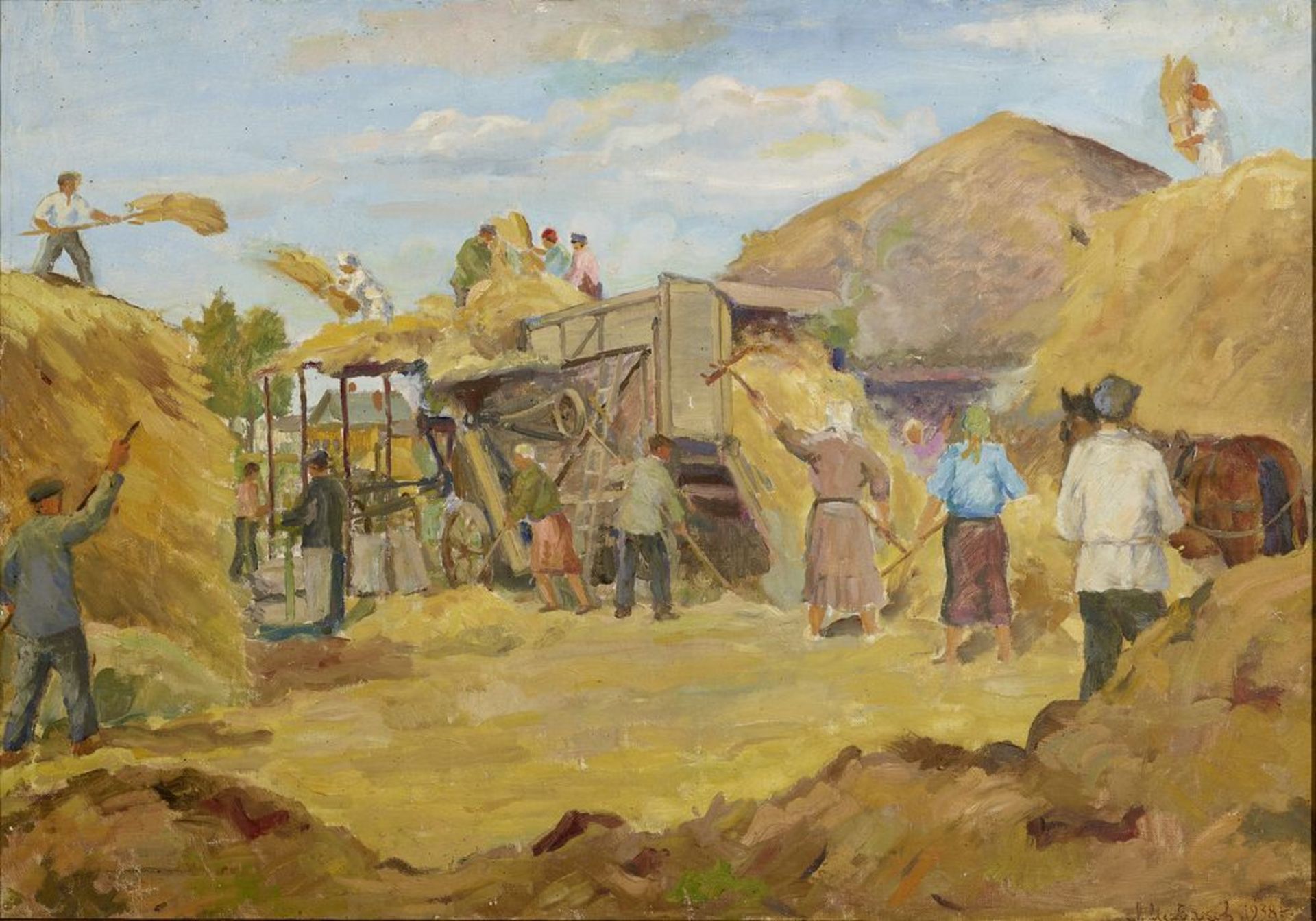 A.M. Mazanov - Harvest at a farm Oil on canvas Provenance: Private collection, [...] - Bild 2 aus 6