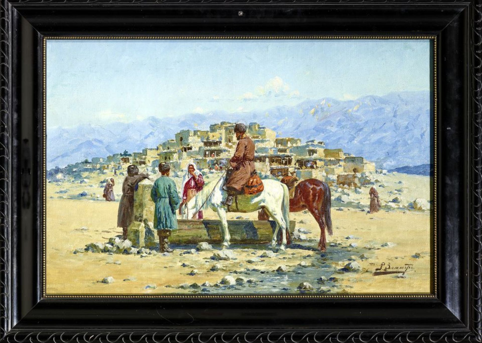 RICHARD KARL ZOMMER (1866—1939) - Caucasus. Highlanders at the well Oil on [...] - Bild 3 aus 4