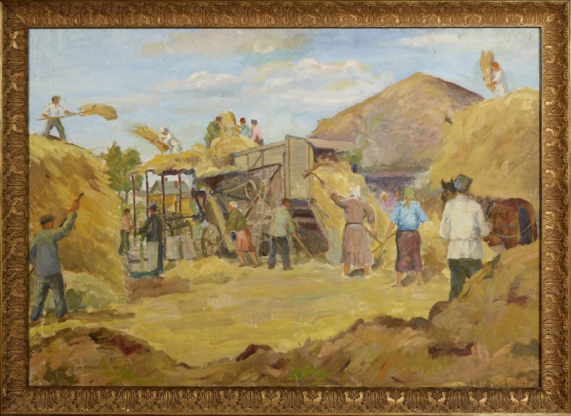 A.M. Mazanov - Harvest at a farm Oil on canvas Provenance: Private collection, [...] - Bild 3 aus 6