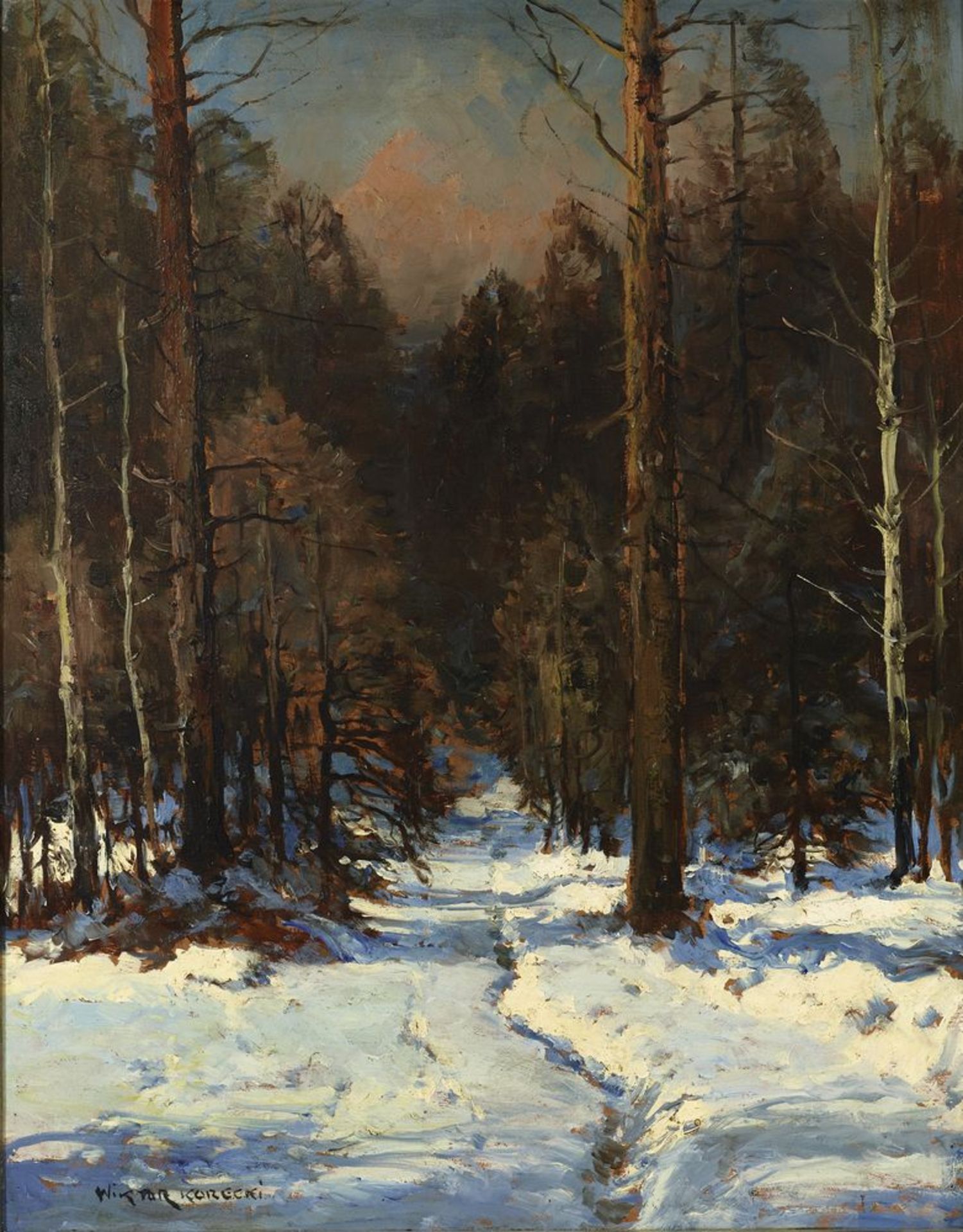 WIKTOR KORECKI (1890-1980) - Winter Forest. 1930s Signed (lower left) Oil on [...] - Bild 2 aus 4