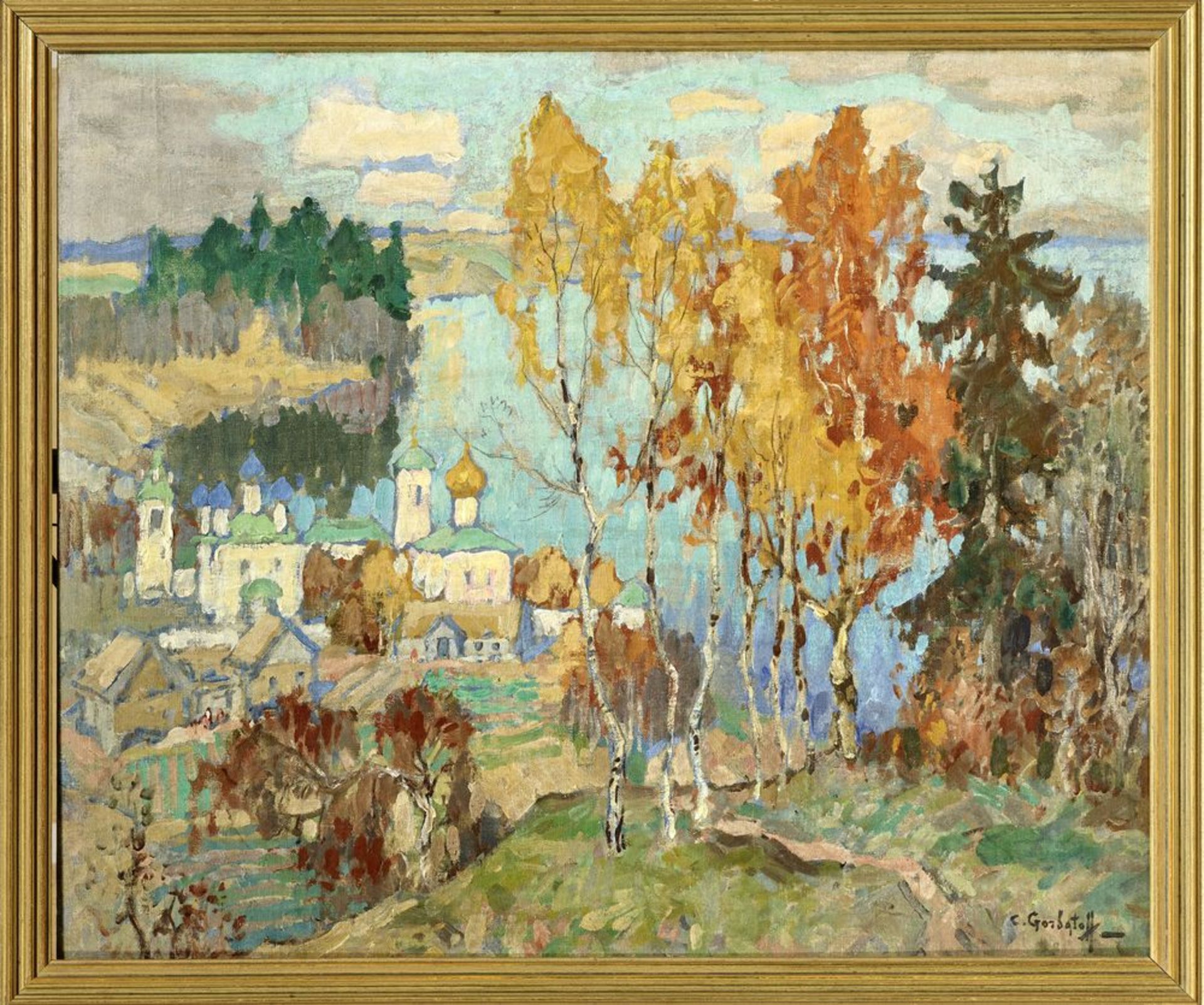 KONSTANTIN IVANOVICH GORBATOV (1876 - 1945) - Autumn View on Church Signed ‘C. [...] - Bild 4 aus 4