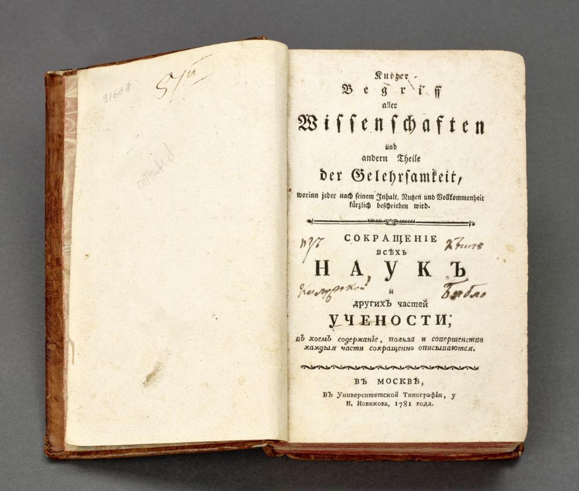 SULZER JOHANN GEORG (1720-1779) Summary of all Sciences and other parts of [...]