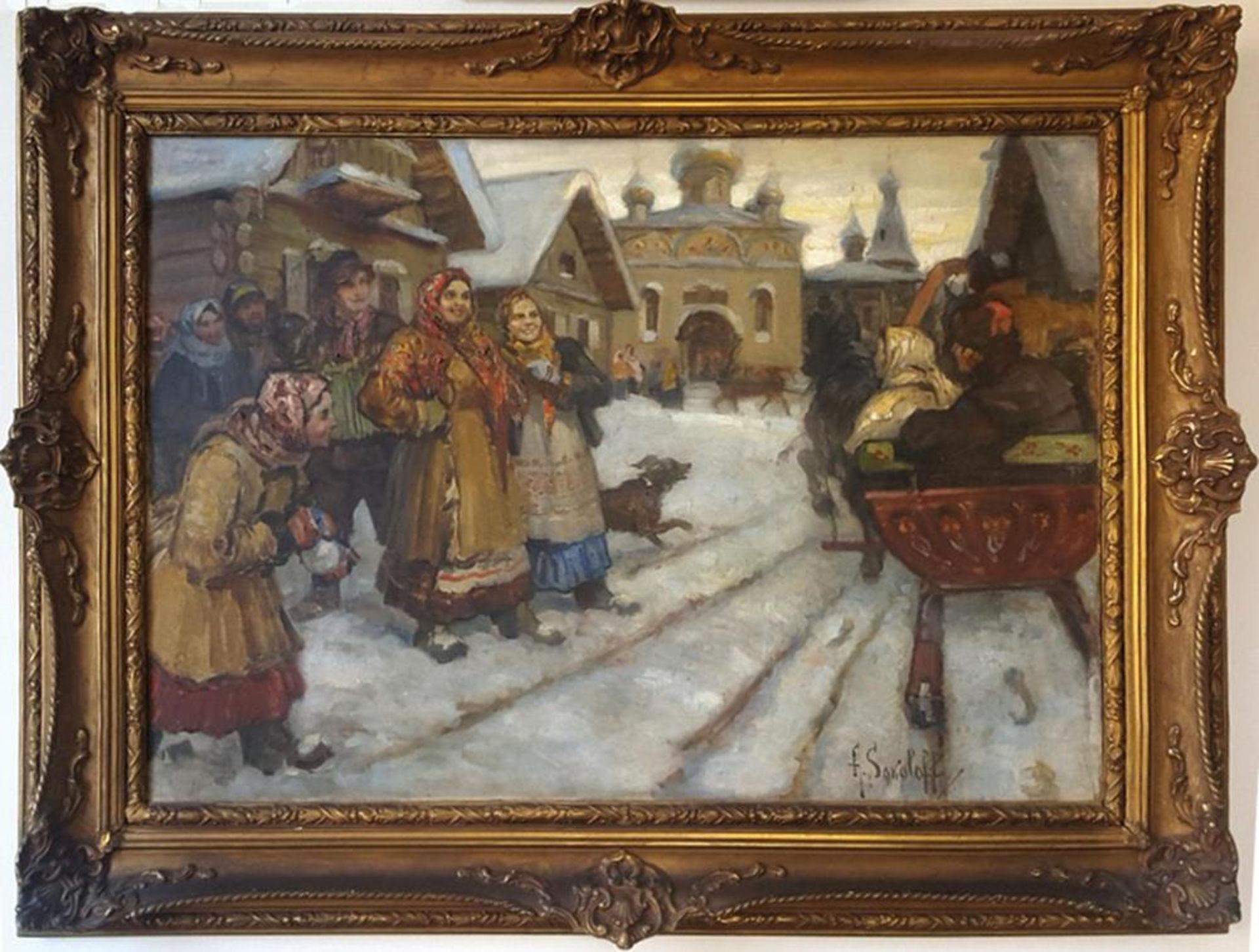 ANATOLY SOKOLOFF (1891 - 1971) - Village Marriage Signed (lower right) 0il on [...] - Bild 7 aus 8