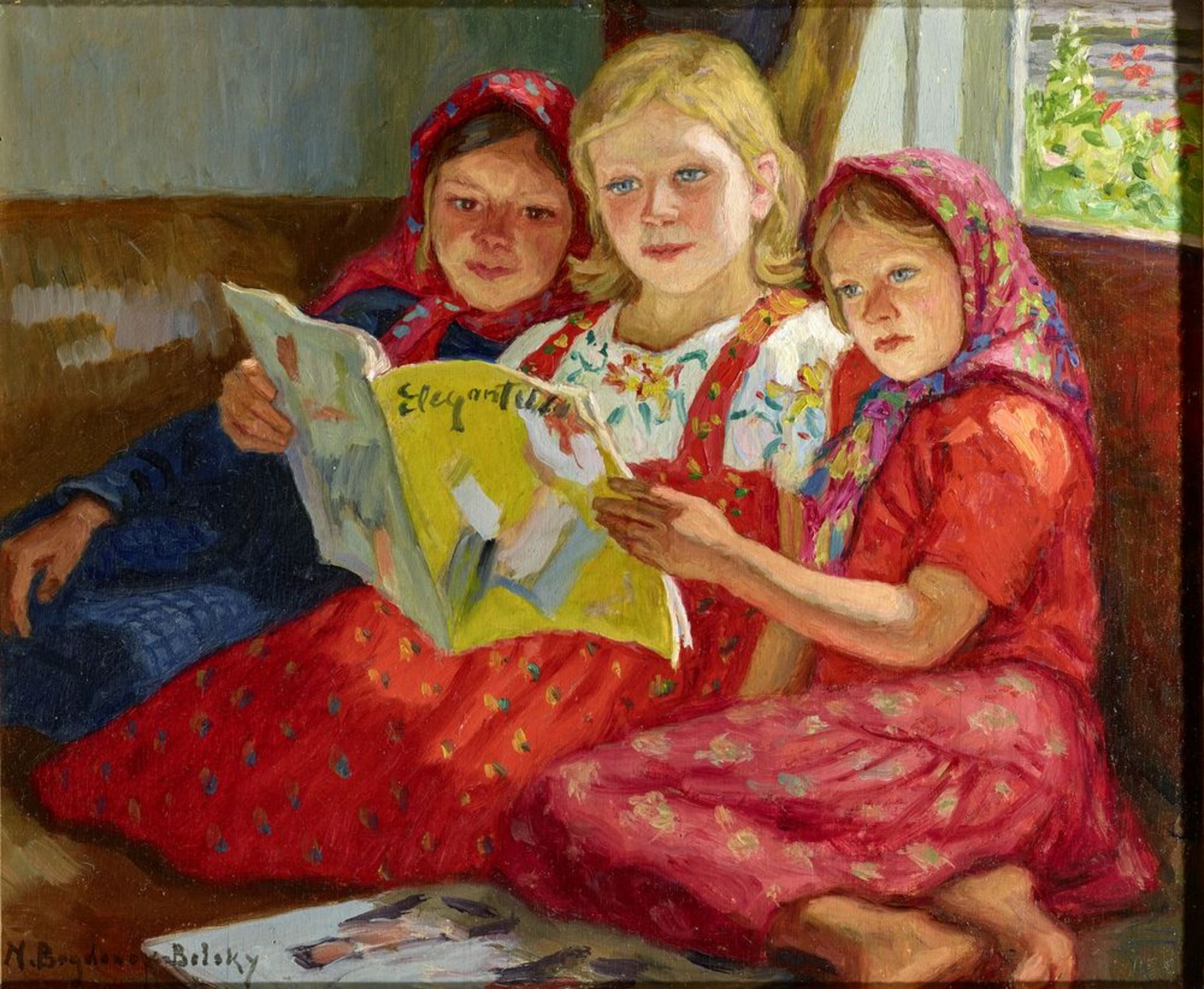 NIKOLAI PETROVICH BOGDANOV-BELSKY (1868–1945) - Reading Girls Signed ‘N. [...] - Bild 2 aus 4