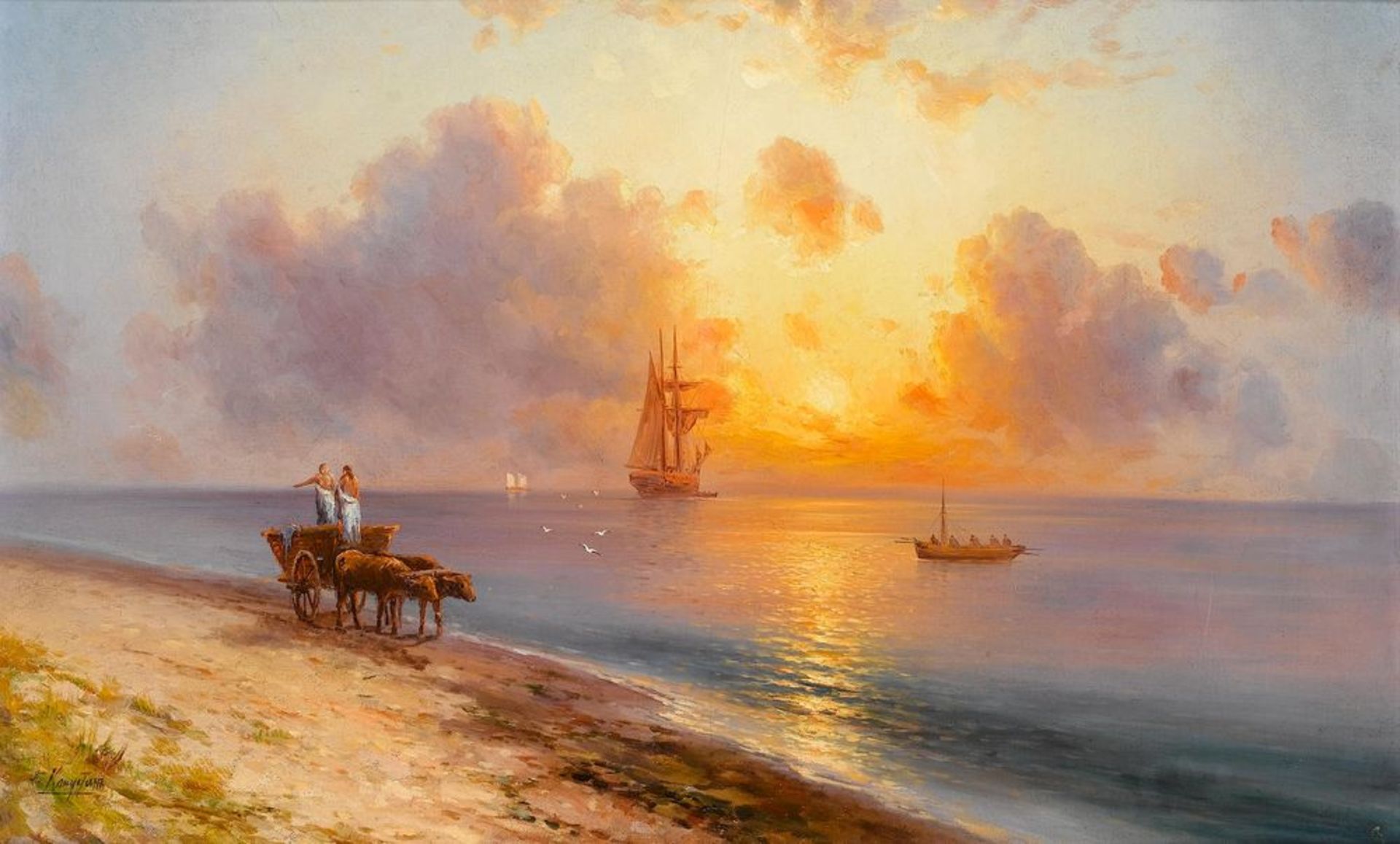 GRIGORY IVANOVICH KAPUSTIN (1865 - 1925) - The setting Sun Signed (lower left) Oil [...] - Bild 2 aus 7